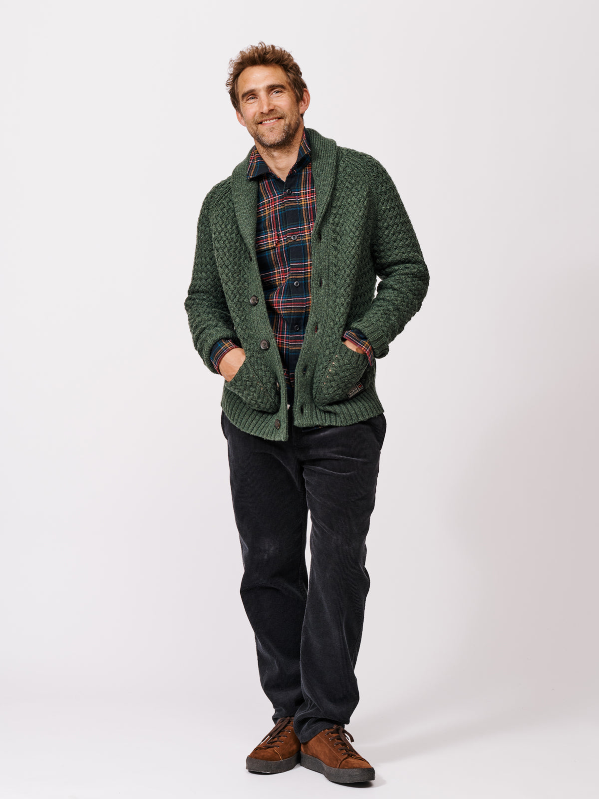 Aubin Khaki Frampton Shawl Cardigan | Cardigan