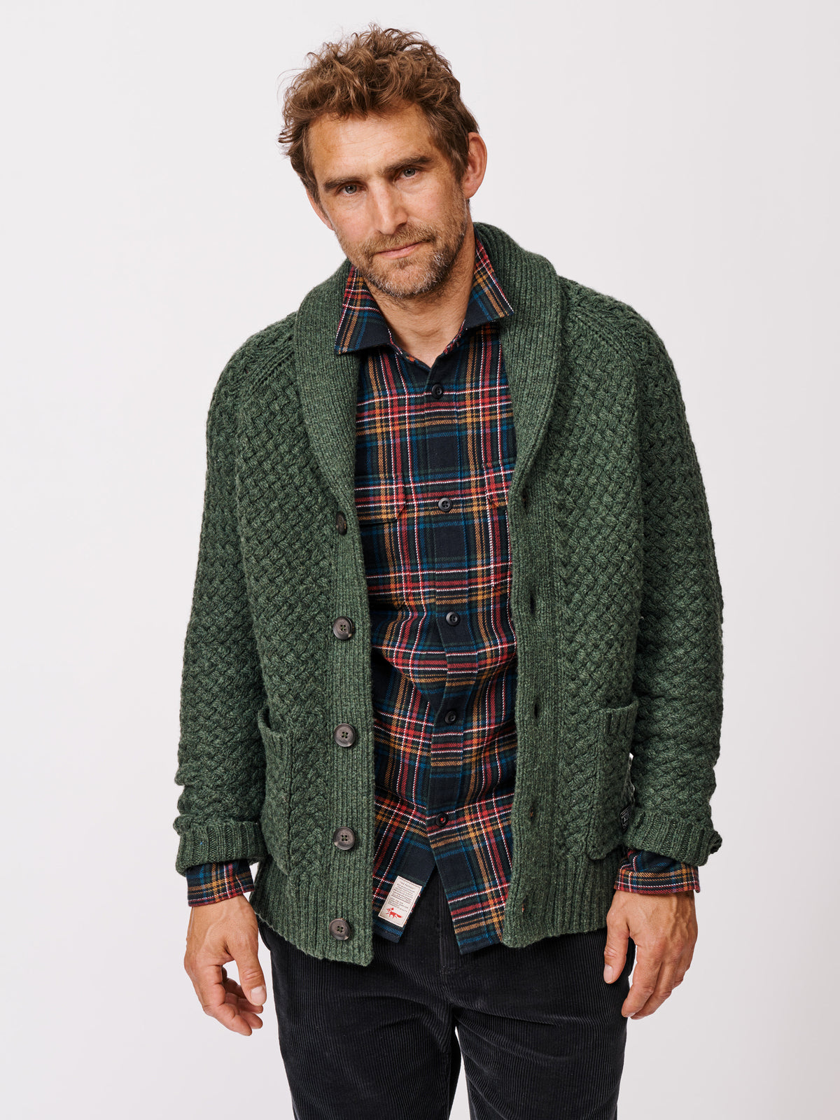 Aubin Khaki Frampton Shawl Cardigan | Cardigan