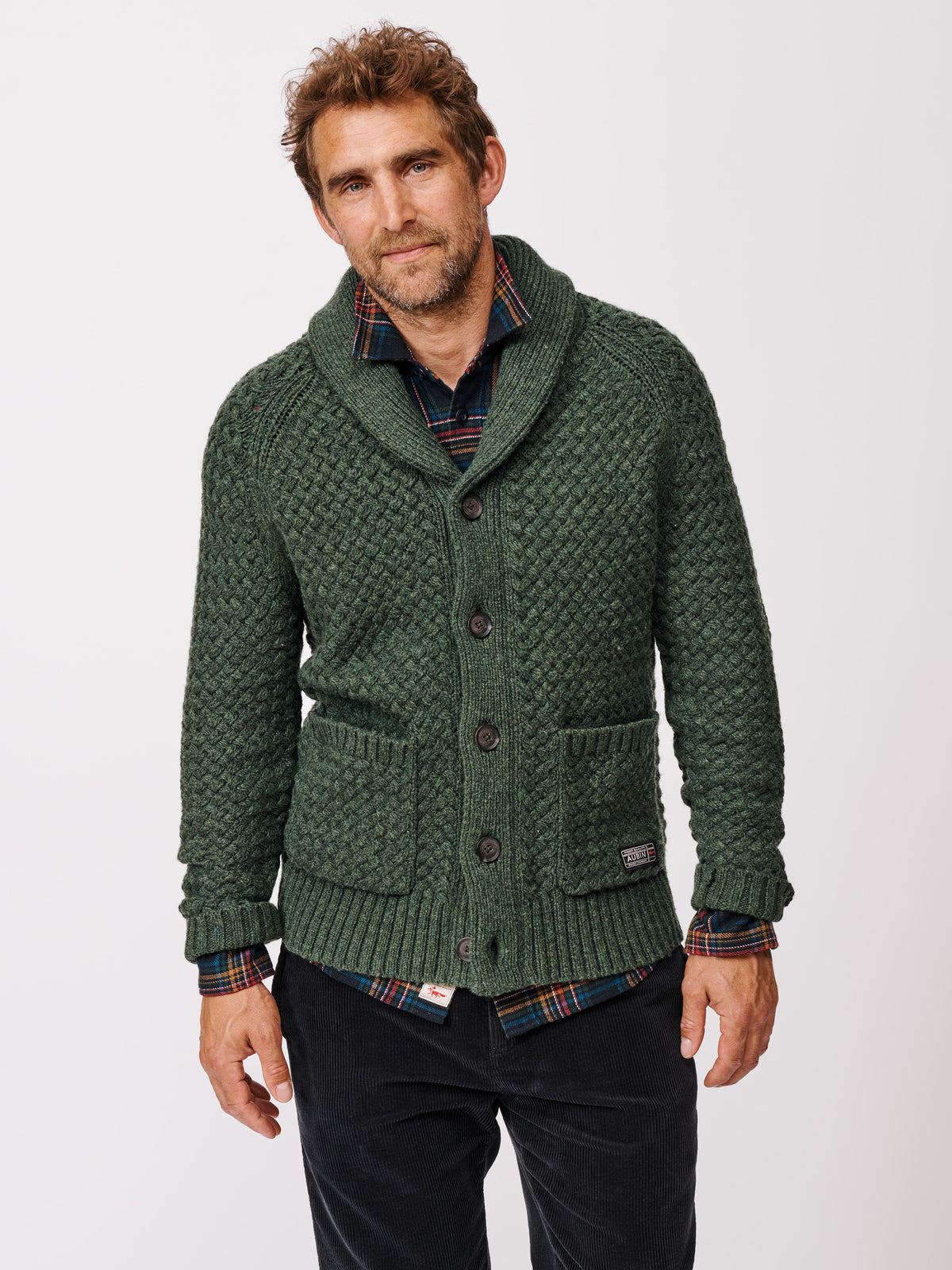 Aubin Khaki Frampton Shawl Cardigan | Cardigan
