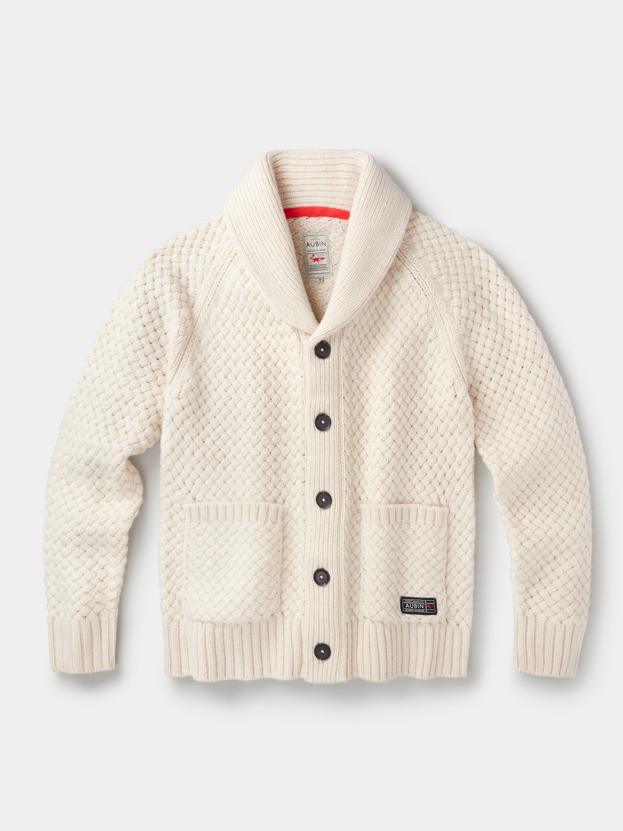 Ecru Frampton Basket Stitch Shawl Cardigan | Aubin