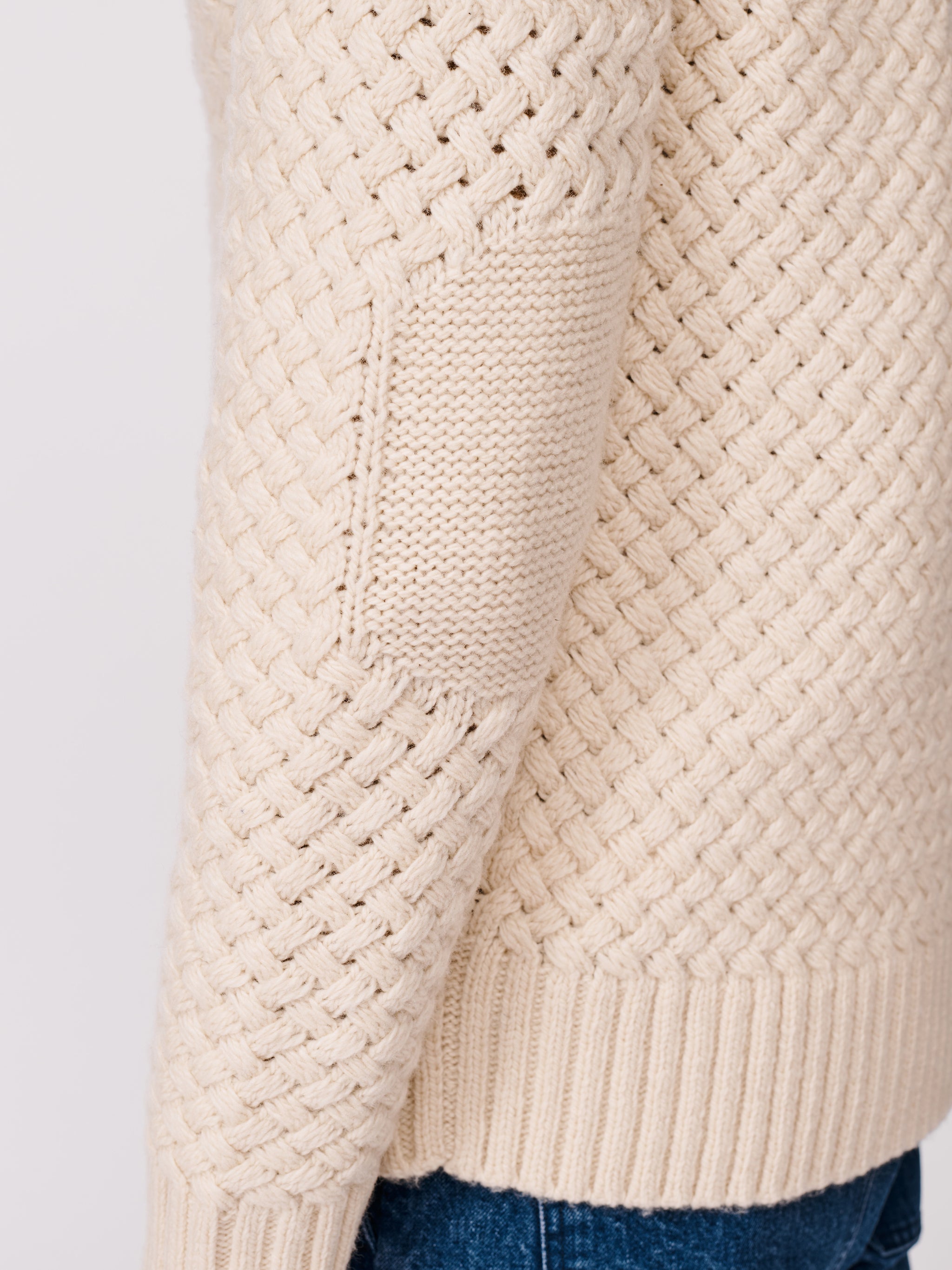 Ecru Frampton Basket Stitch Shawl Cardigan | Aubin