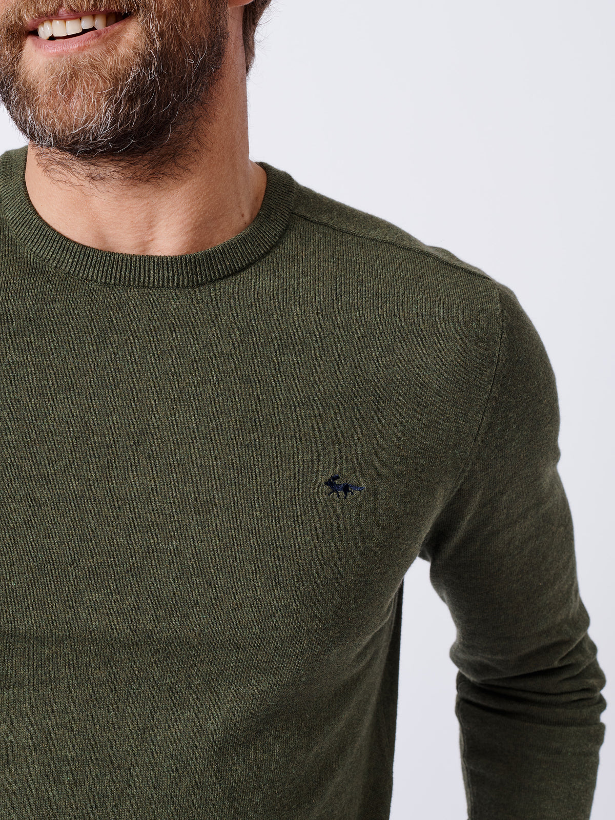 Aubin Khaki Fulney Cotton Cashmere Crew | Crew Neck