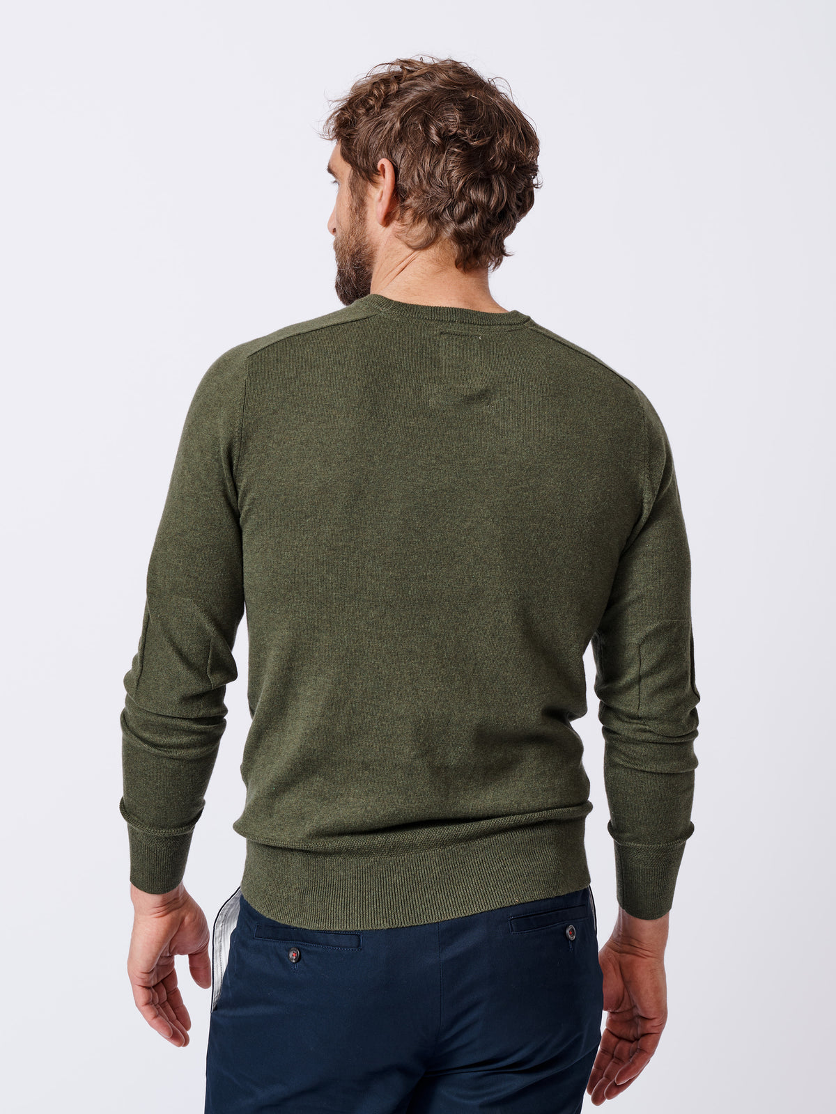 Aubin Khaki Fulney Cotton Cashmere Crew | Crew Neck
