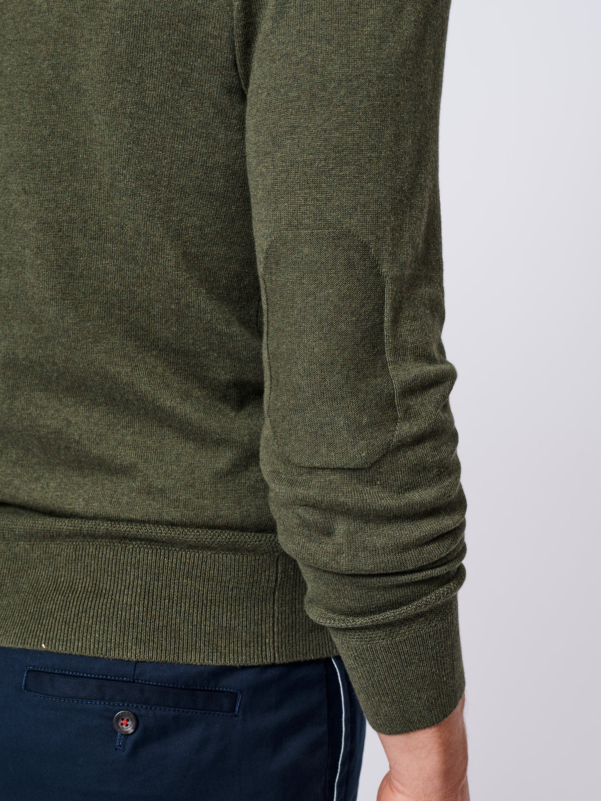 Aubin Khaki Fulney Cotton Cashmere Crew | Crew Neck