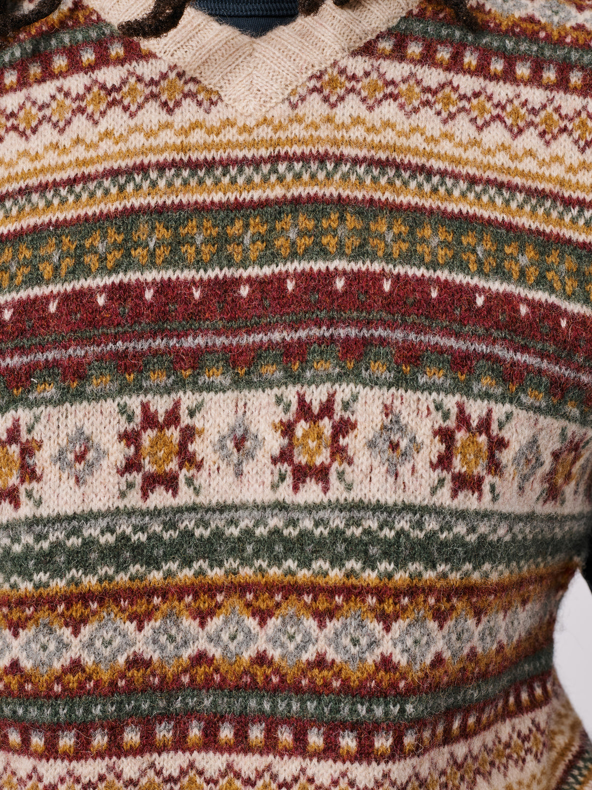 Aubin Ecru/Red Mix Fairisle Shetland Slipover | Slipover