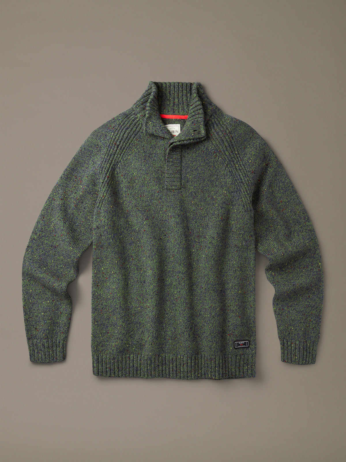 Aubin Khaki Firsby Conceald Button Neck Jumper | Button Neck