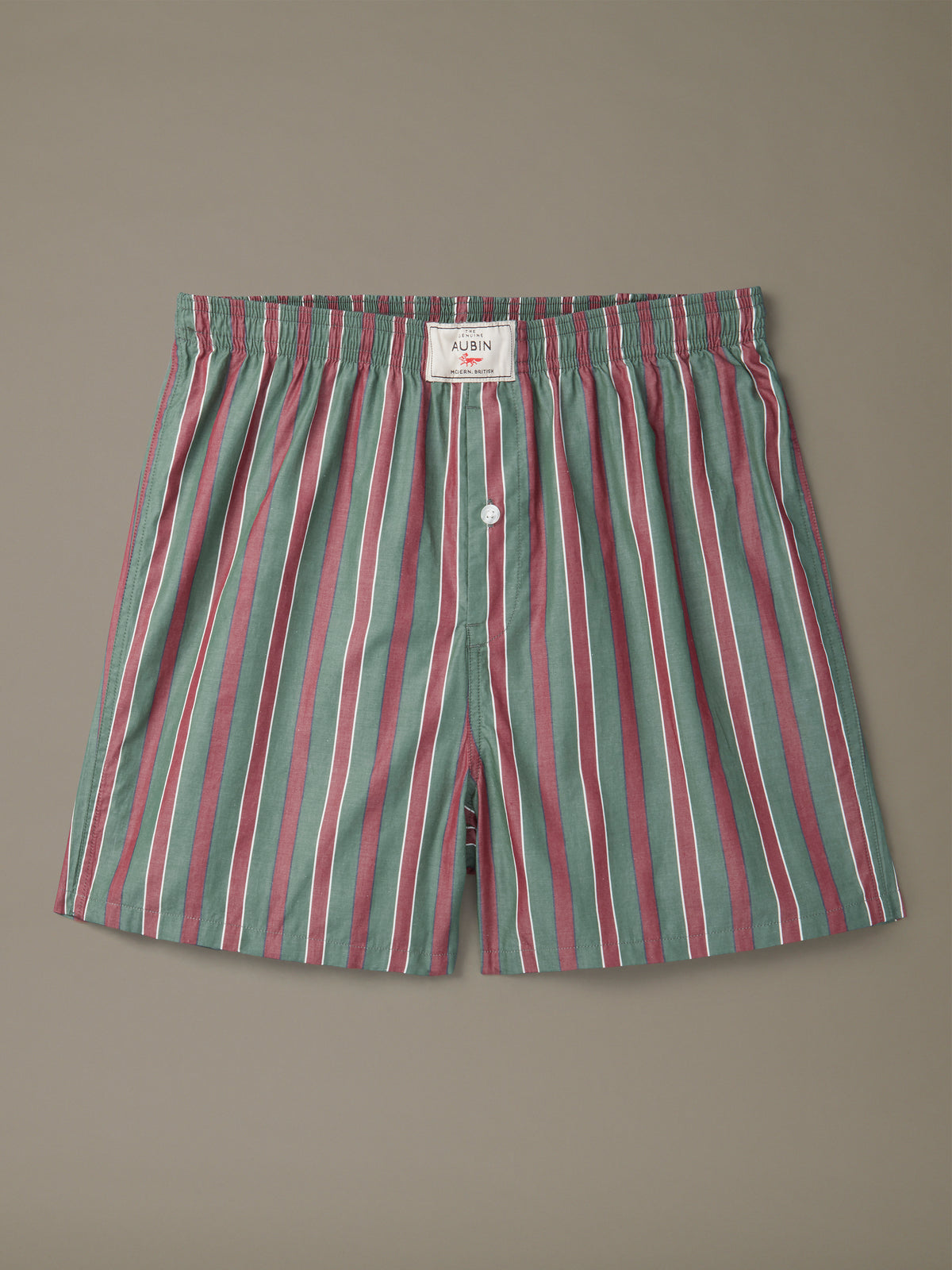 Aubin Green Stripe Forbes Woven Boxers | Loungewear
