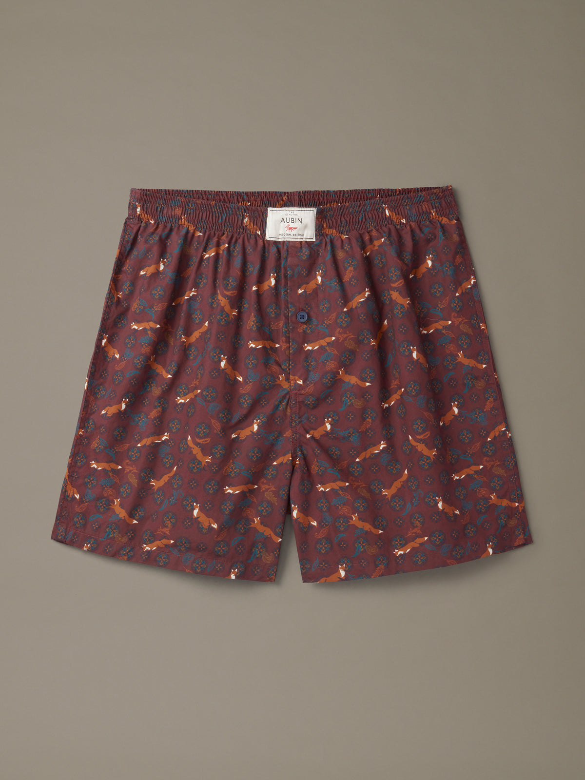 Aubin Oxblood Fox Print Forbes Woven Boxers | Underwear