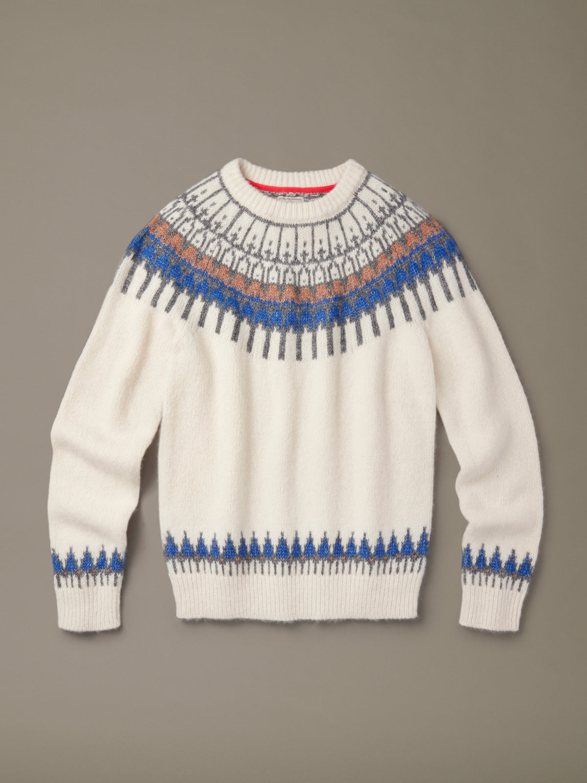 Aubin Ecru Fose Fairisle Yoke Crew Neck Jumper | Crew Neck