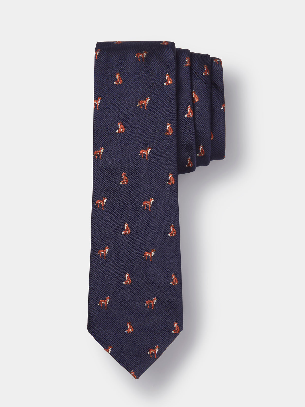 Aubin Navy Fox Jacquard Fox Tie | Ties
