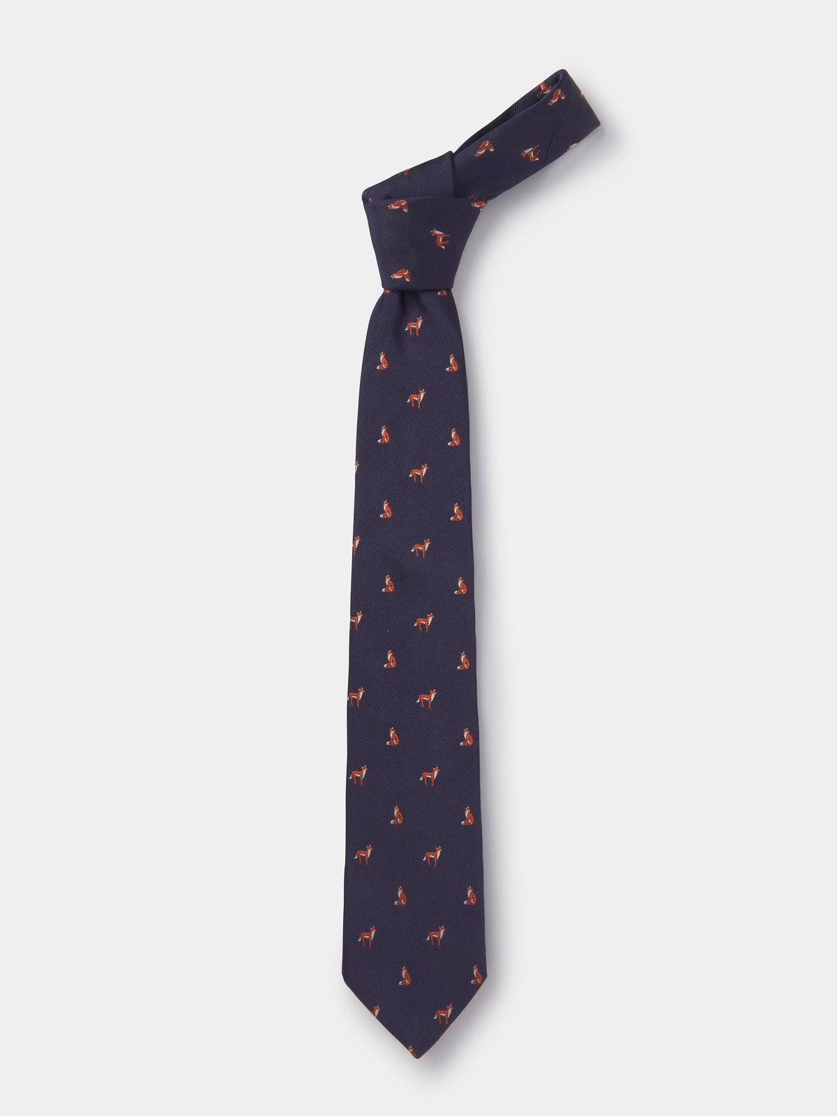 Aubin Navy Fox Jacquard Fox Tie | Ties