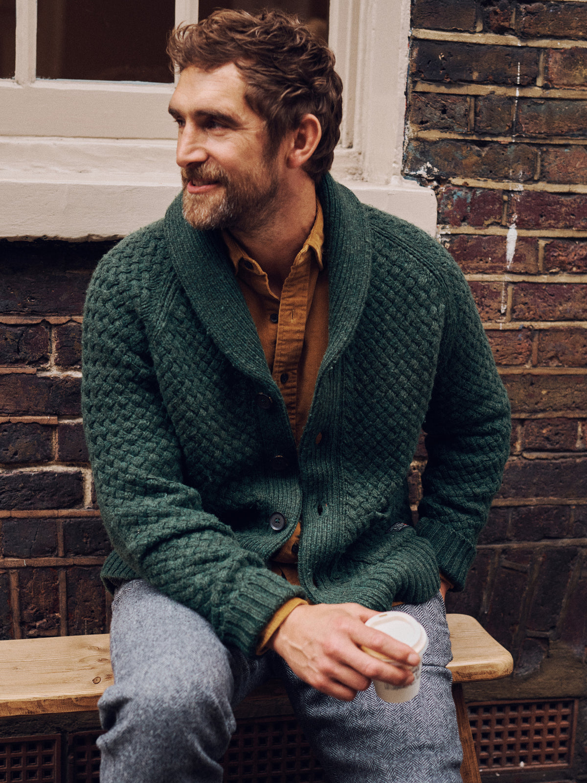 Aubin Khaki Frampton Shawl Cardigan | Cardigan