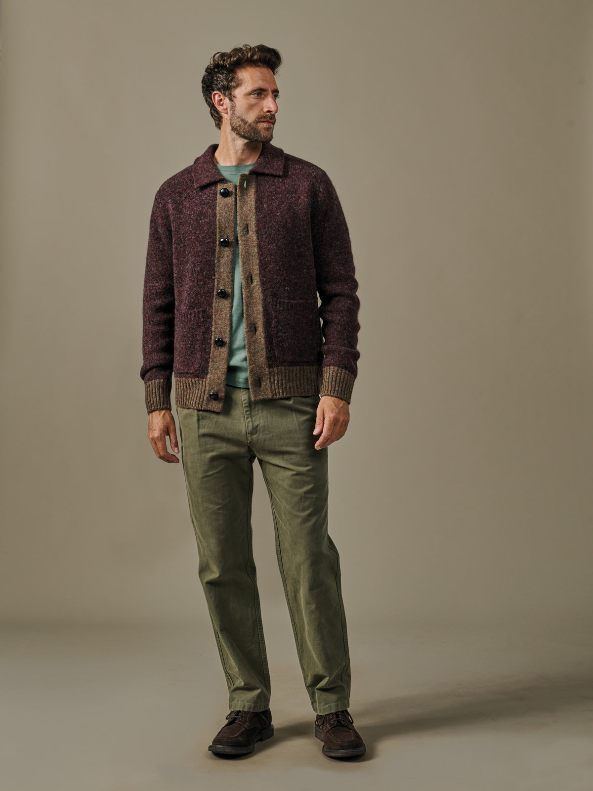 Aubin Brown Mix Gainsborough Button Through Felted Cardigan | Cardigan