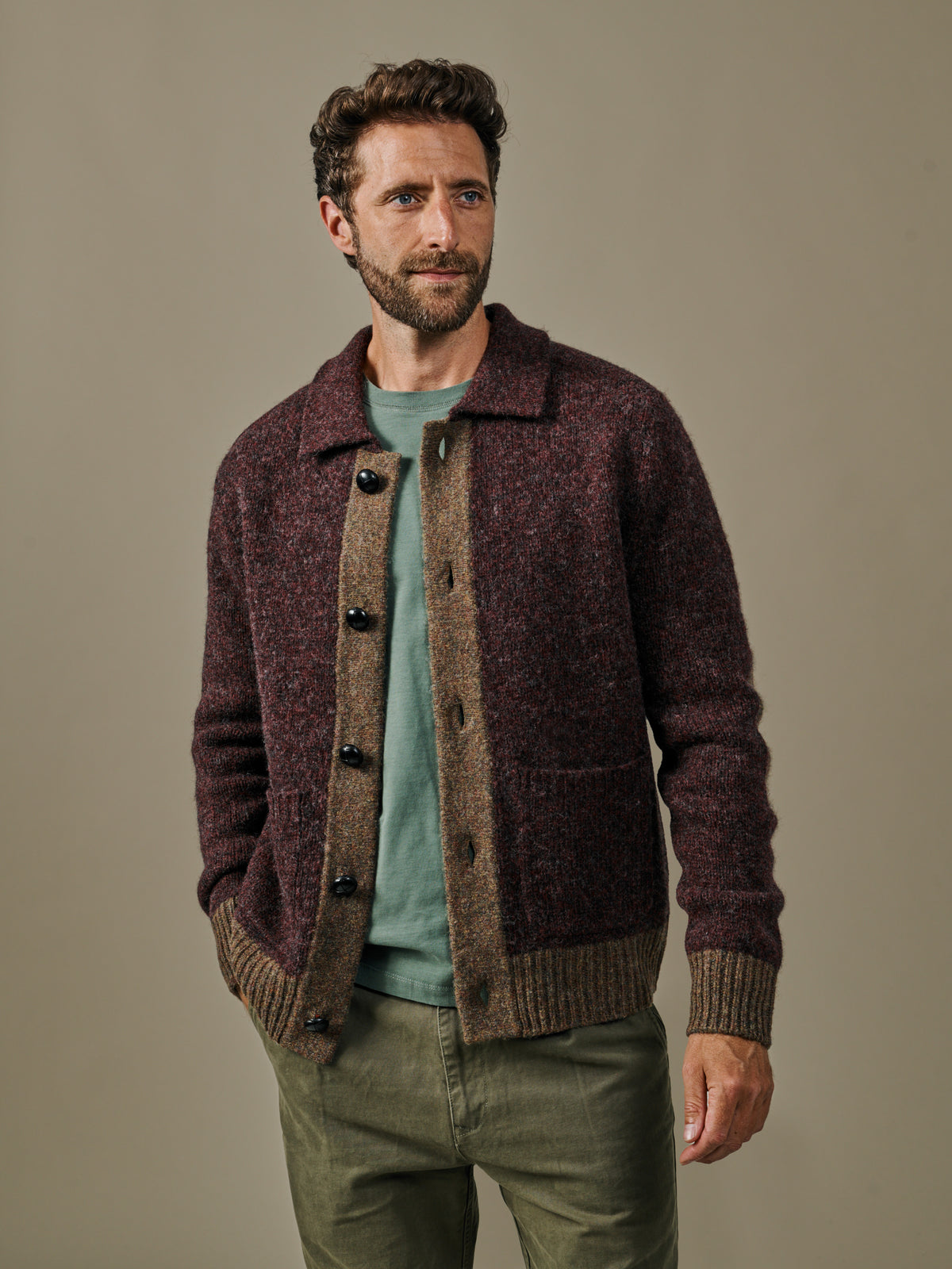 Aubin Brown Mix Gainsborough Button Through Felted Cardigan | Cardigan