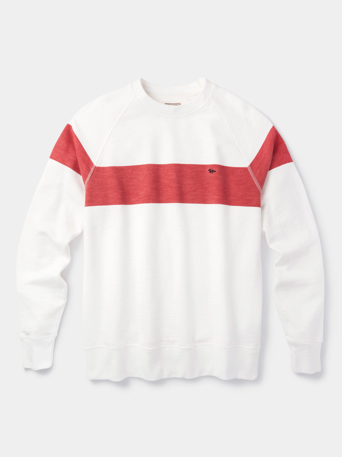 Aubin Red Stripe Garsdale Slub Crew | Crew Neck
