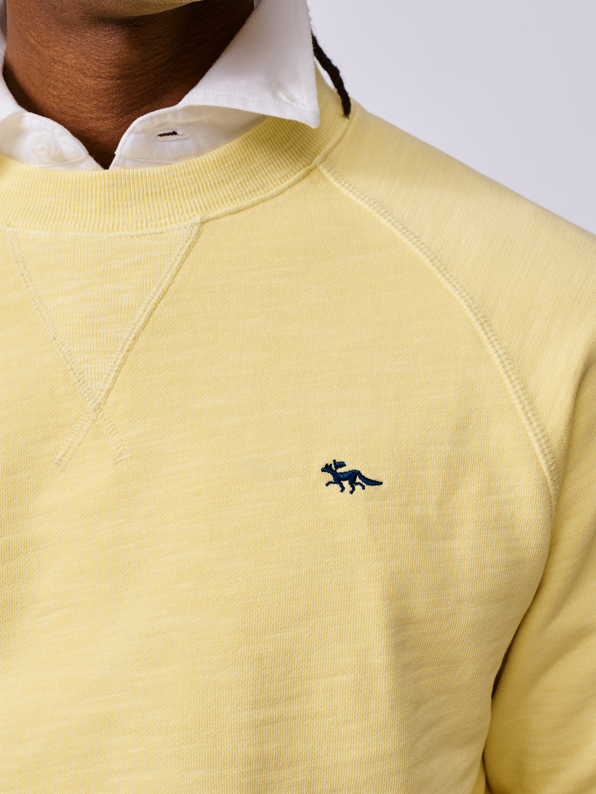 Aubin Bright Yellow Garsdale Slub Crew | Crew Neck