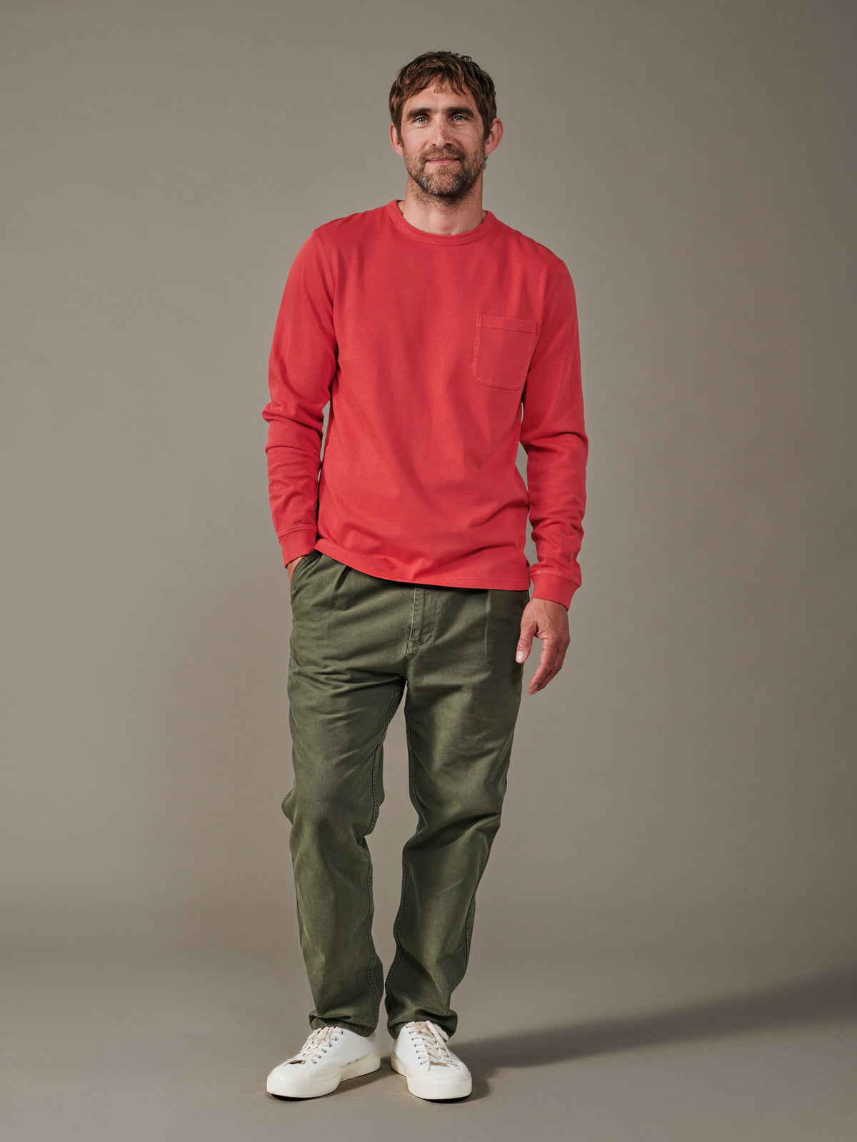 Aubin Rouge George Long Sleeve T-Shirt | Long Sleeve Tee