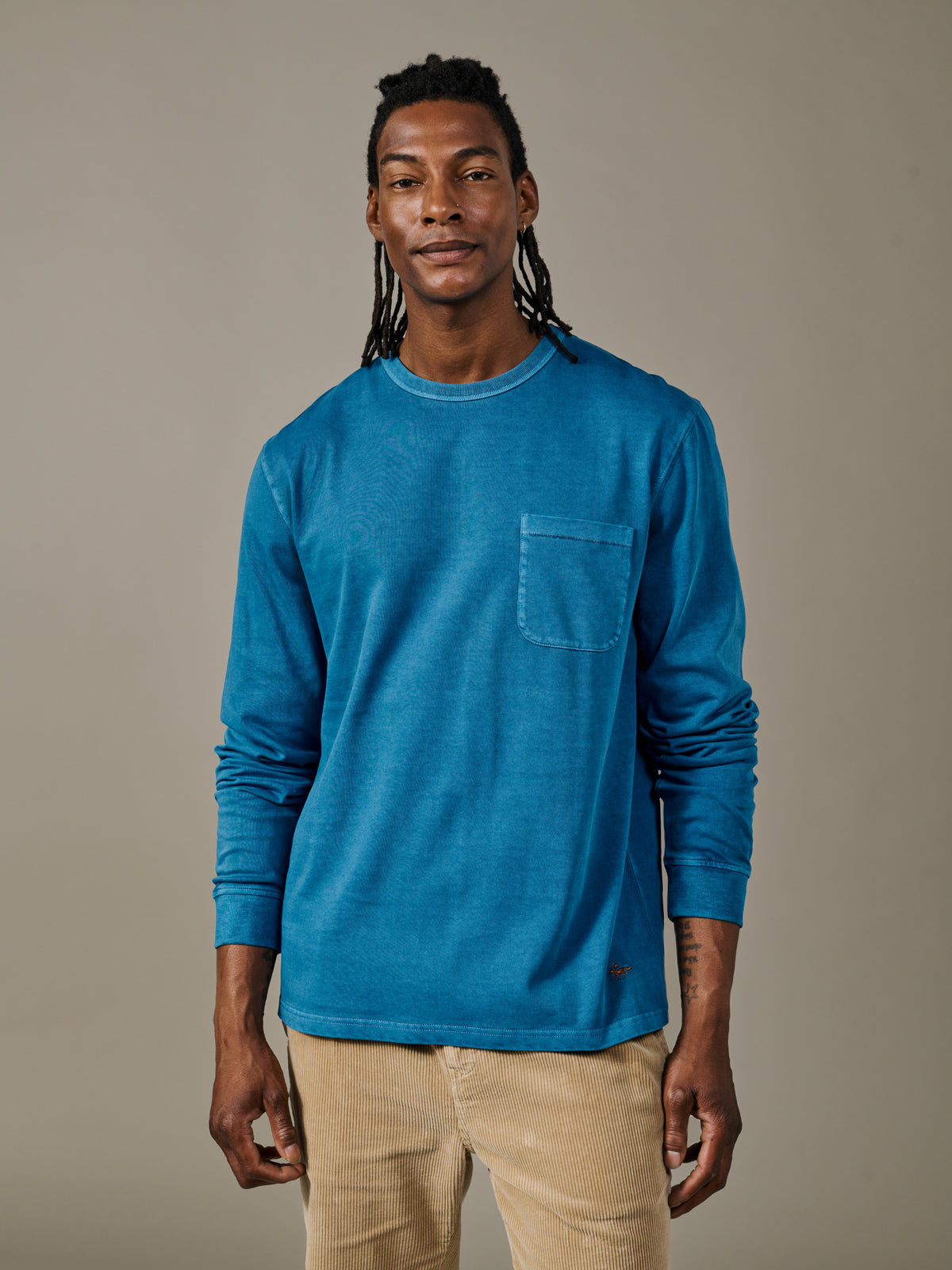 Aubin Cobalt George Long Sleeve T-Shirt | Long Sleeve Tee