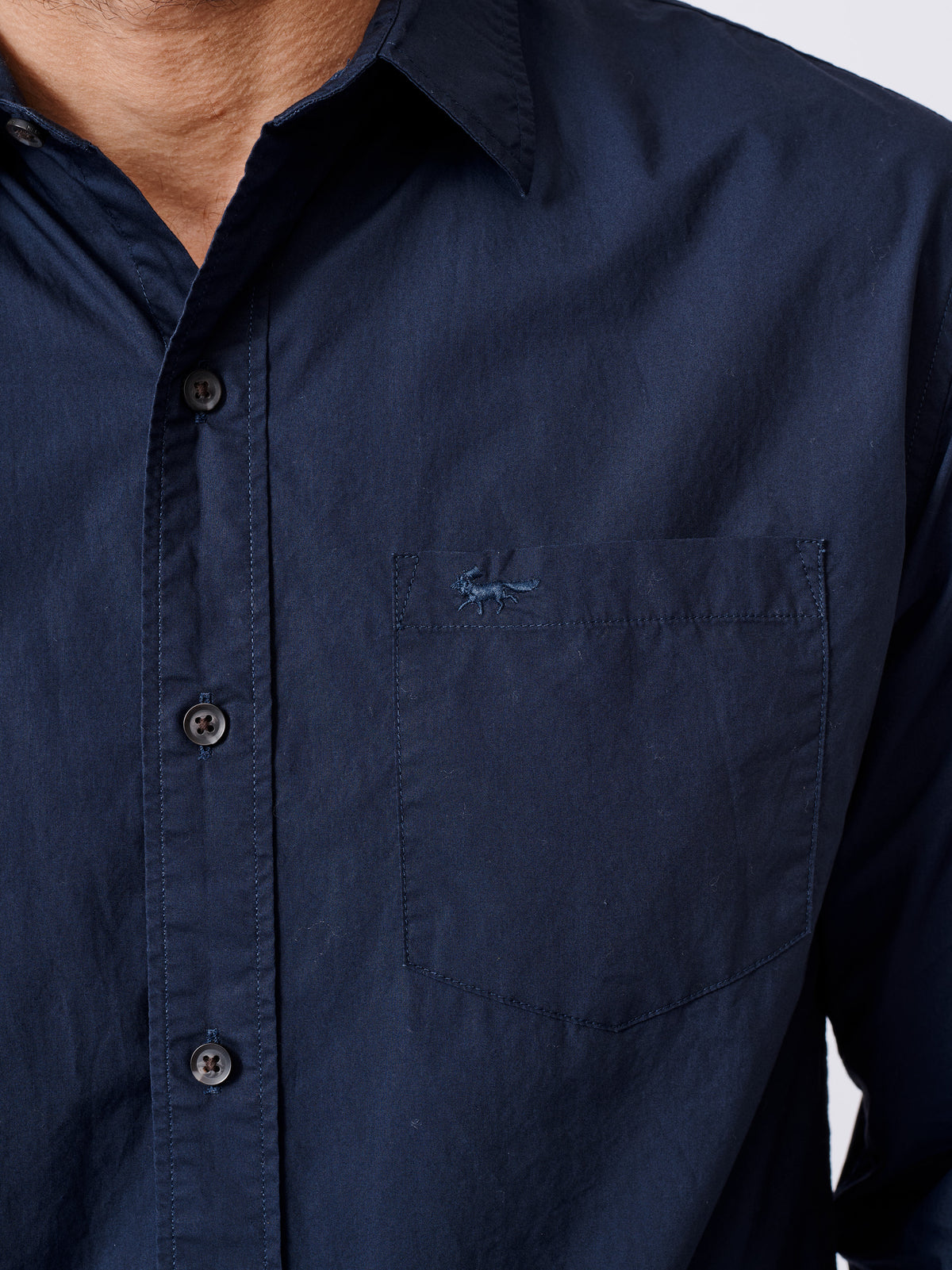 Aubin Navy Gladstone Poplin Shirt | Poplin Shirt
