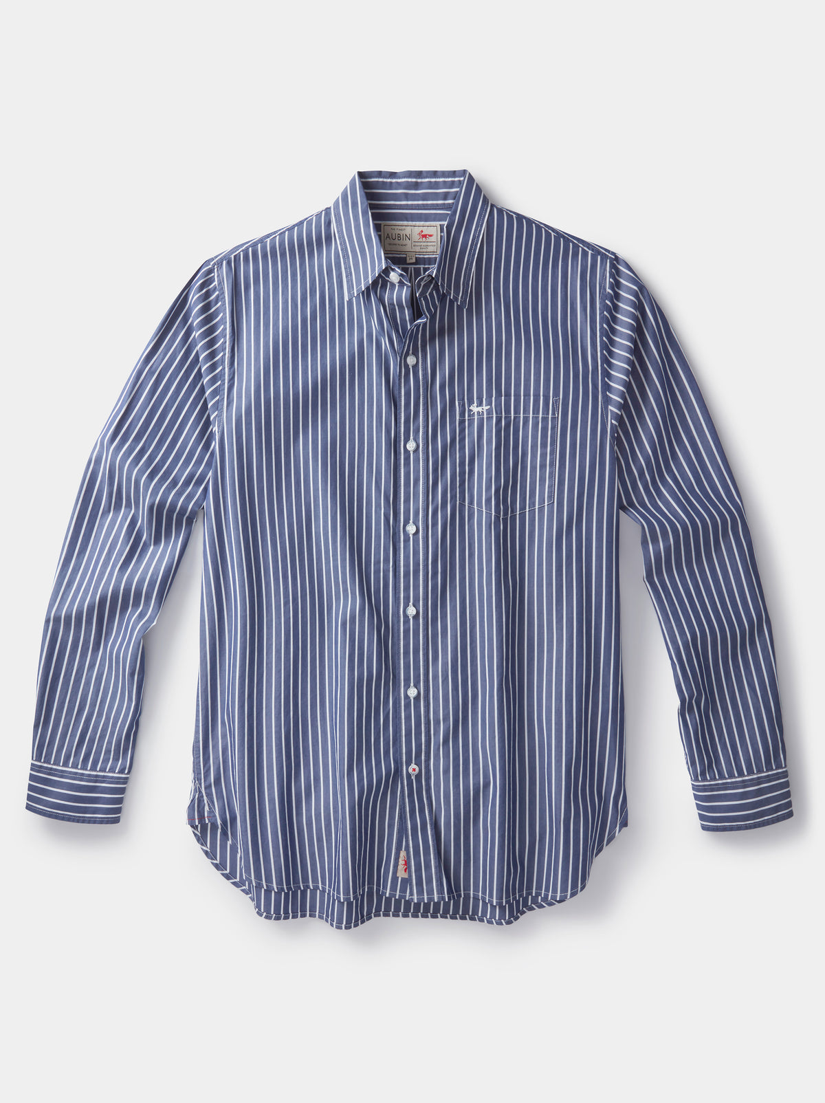 Aubin Blue Stripe Gladstone Poplin Shirt | Poplin Shirt