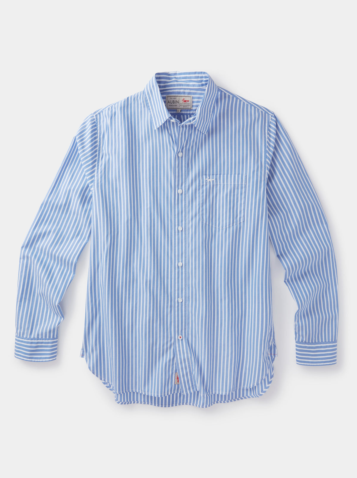 Aubin Pale Blue Stripe Gladstone Poplin Shirt | Poplin Shirt
