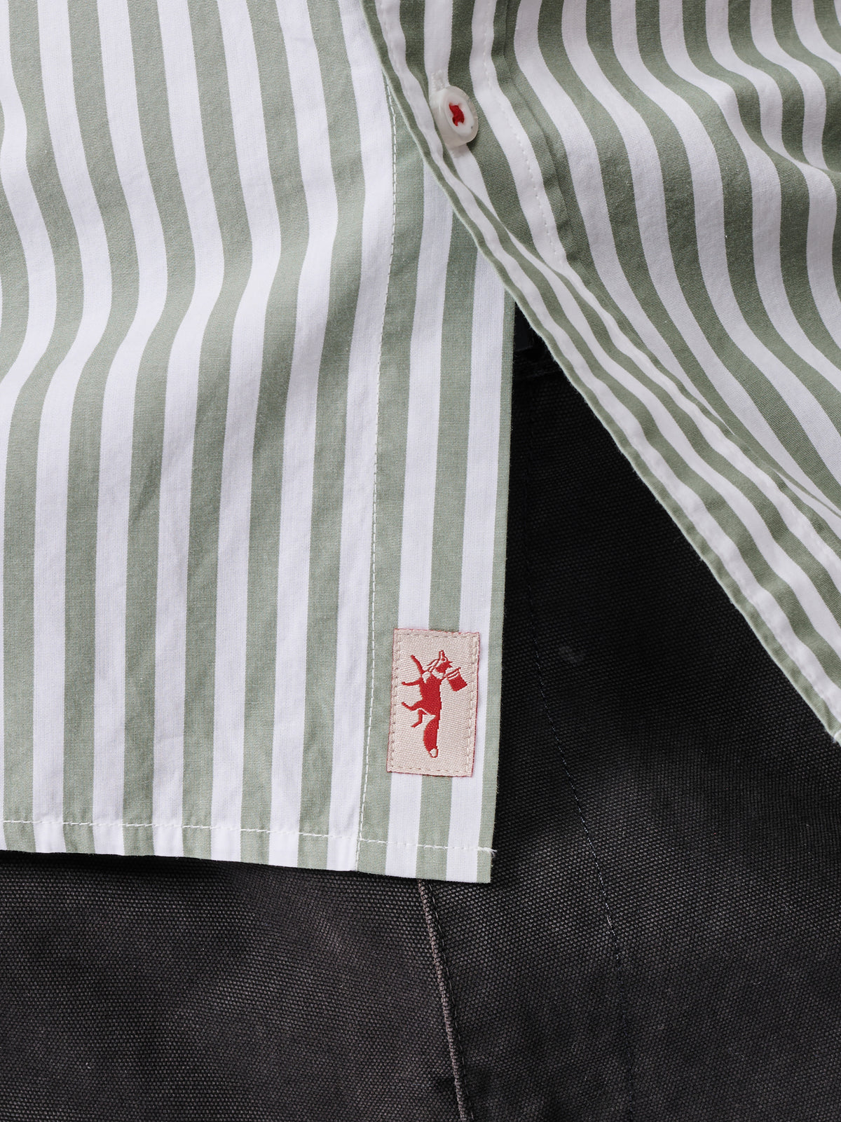 Aubin Thick Khaki Stripe Gladstone Poplin Shirt | Poplin Shirt