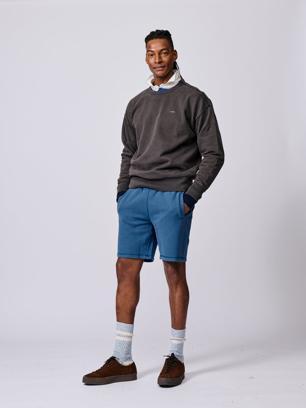 Aubin Washed Cobalt Glebe Sweat Short | Sweat Shorts