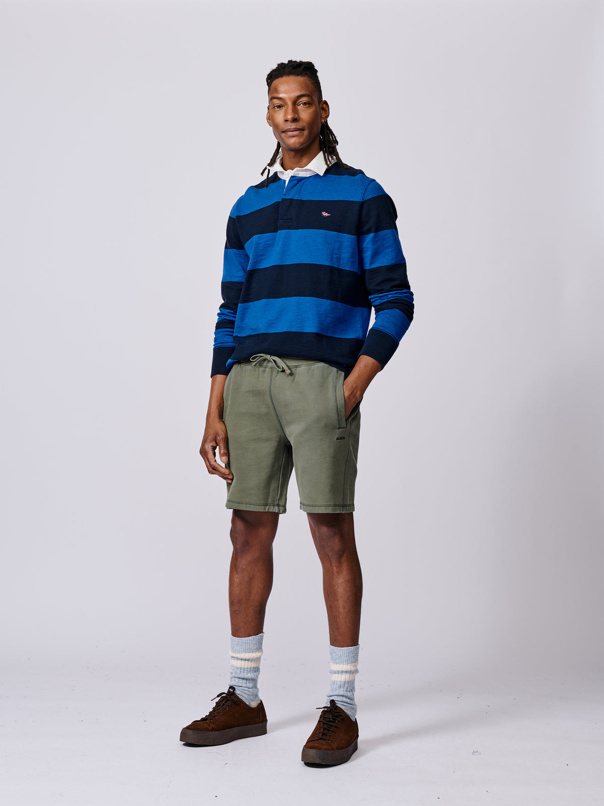 Aubin Khaki Glebe Sweat Short | Sweat Shorts