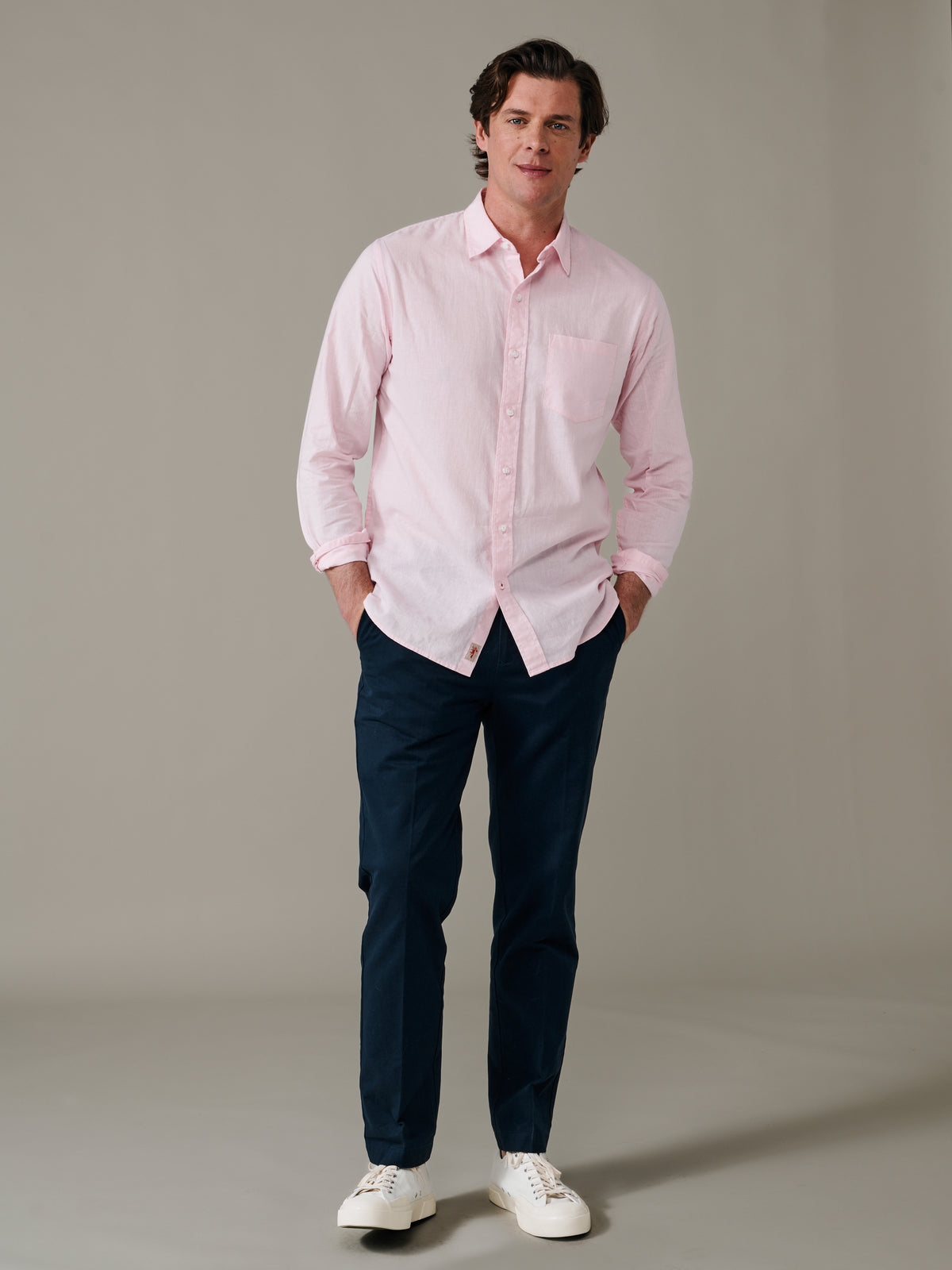 Aubin Pink Grainsby Linen Cotton Shirt | Linen Shirt