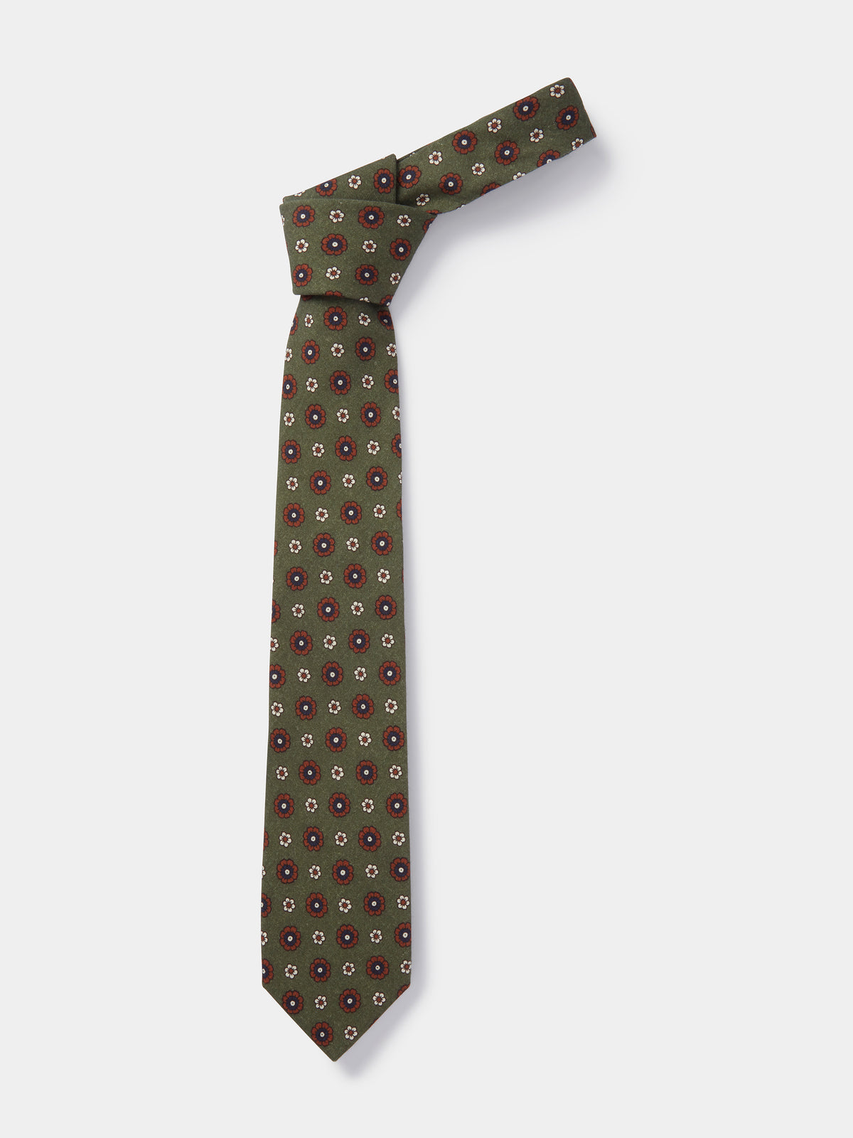 Aubin Green Floral Cotton/Wool Tie | Ties
