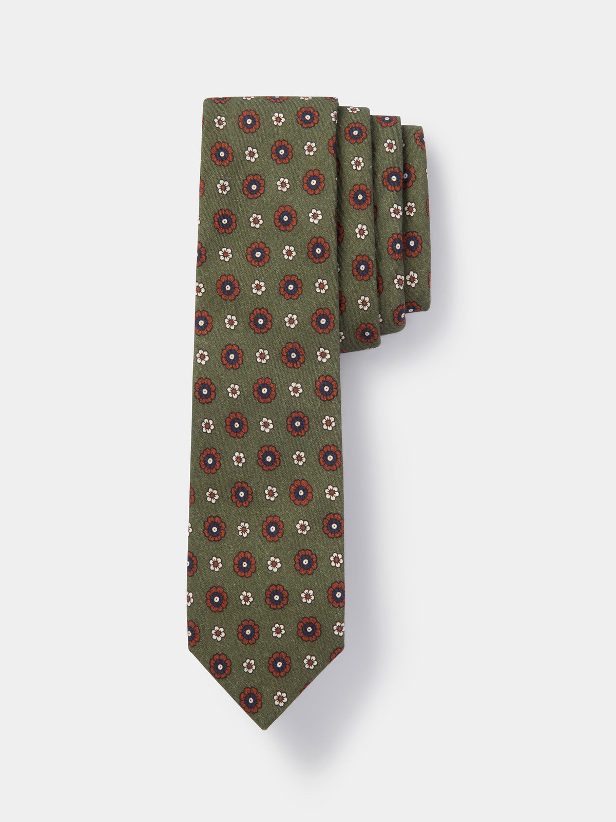 Aubin Green Floral Cotton/Wool Tie | Ties