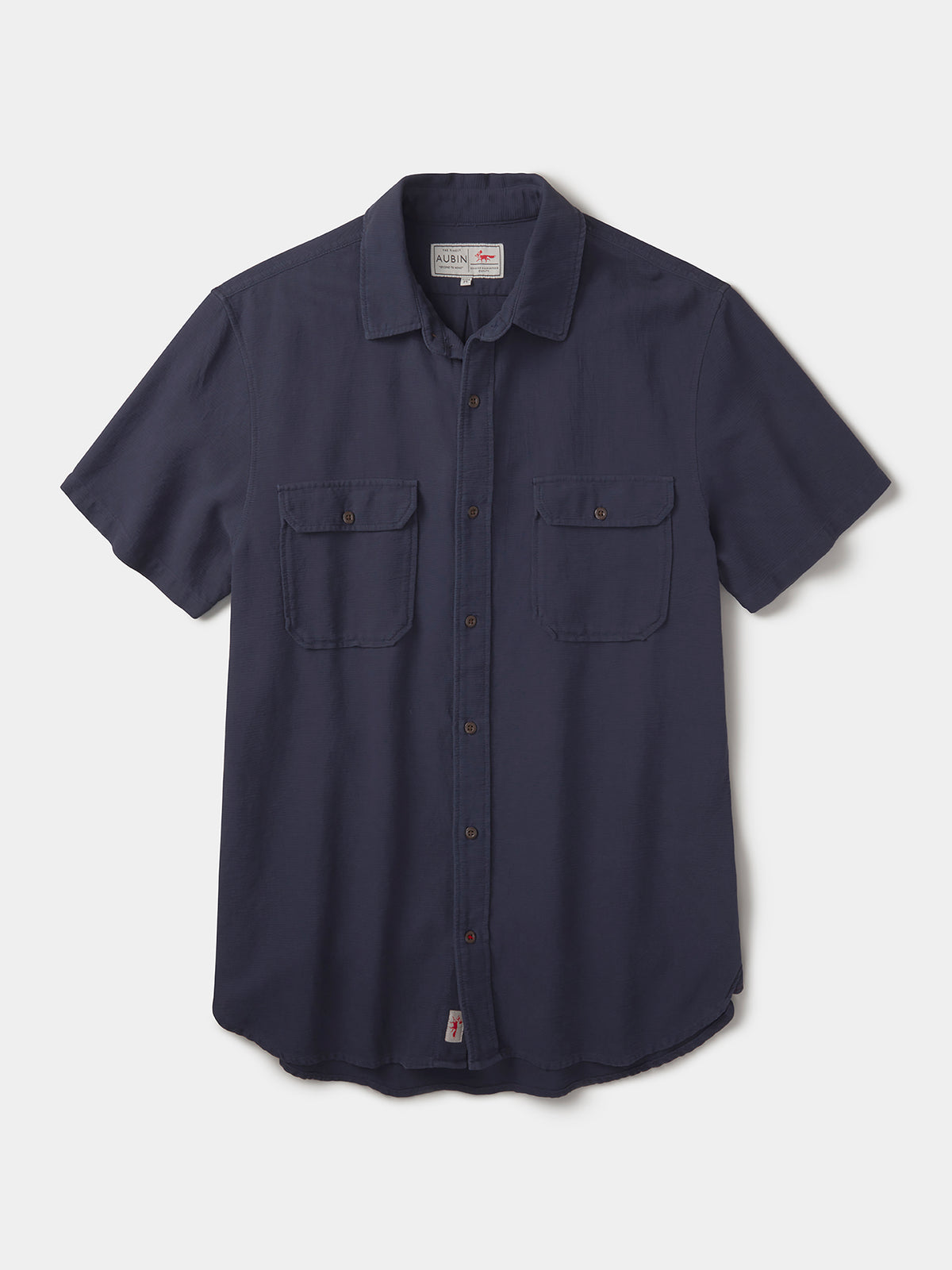 Aubin Navy Gabriel Textured Utility Shirt | Short Sleeve Shirt