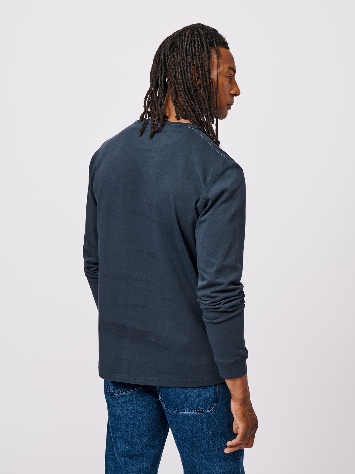 Aubin Navy George Long Sleeve T-Shirt | Long Sleeve Tee