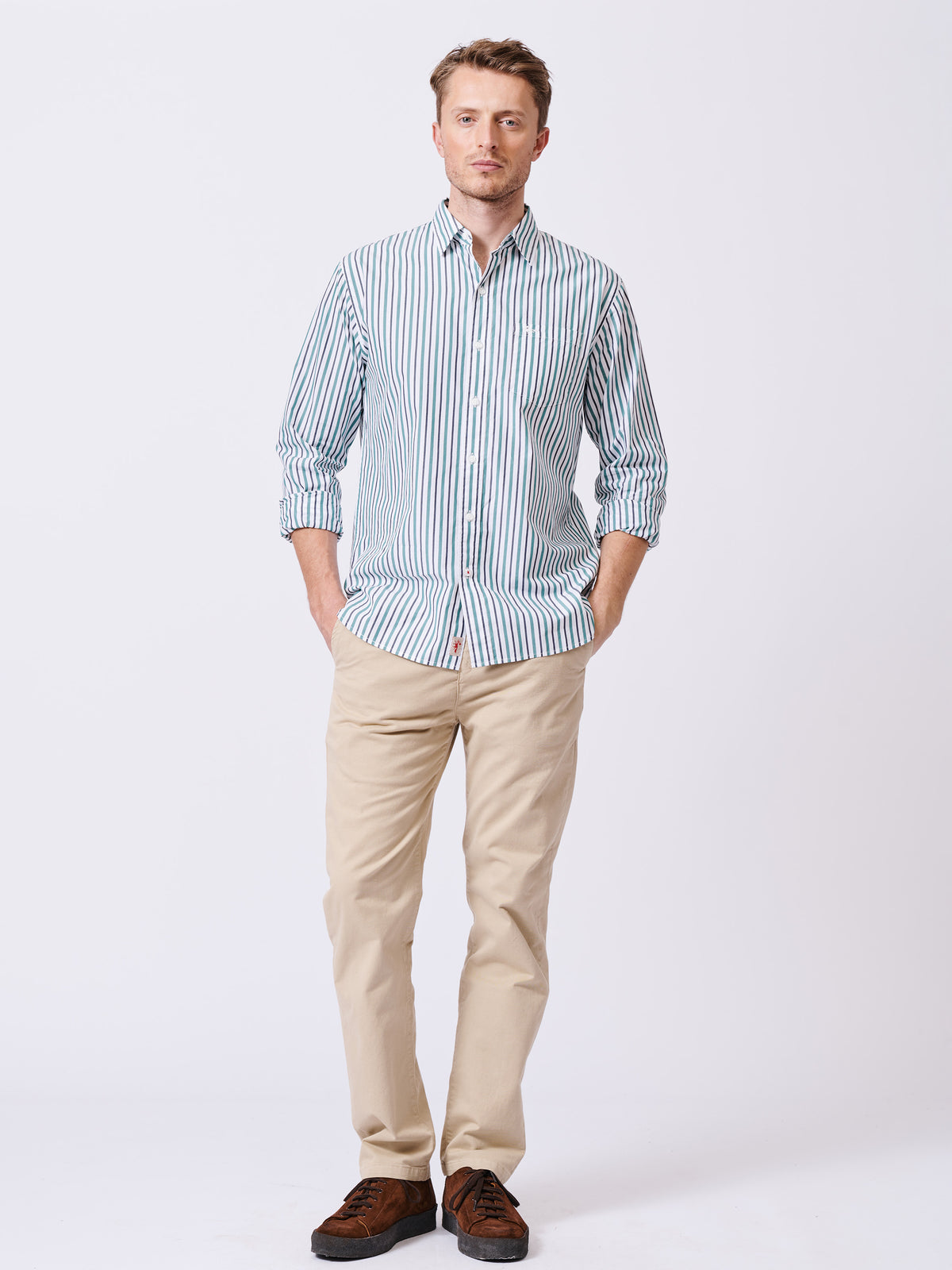 Aubin Jade Stripe Gladstone Poplin Shirt | Poplin Shirt