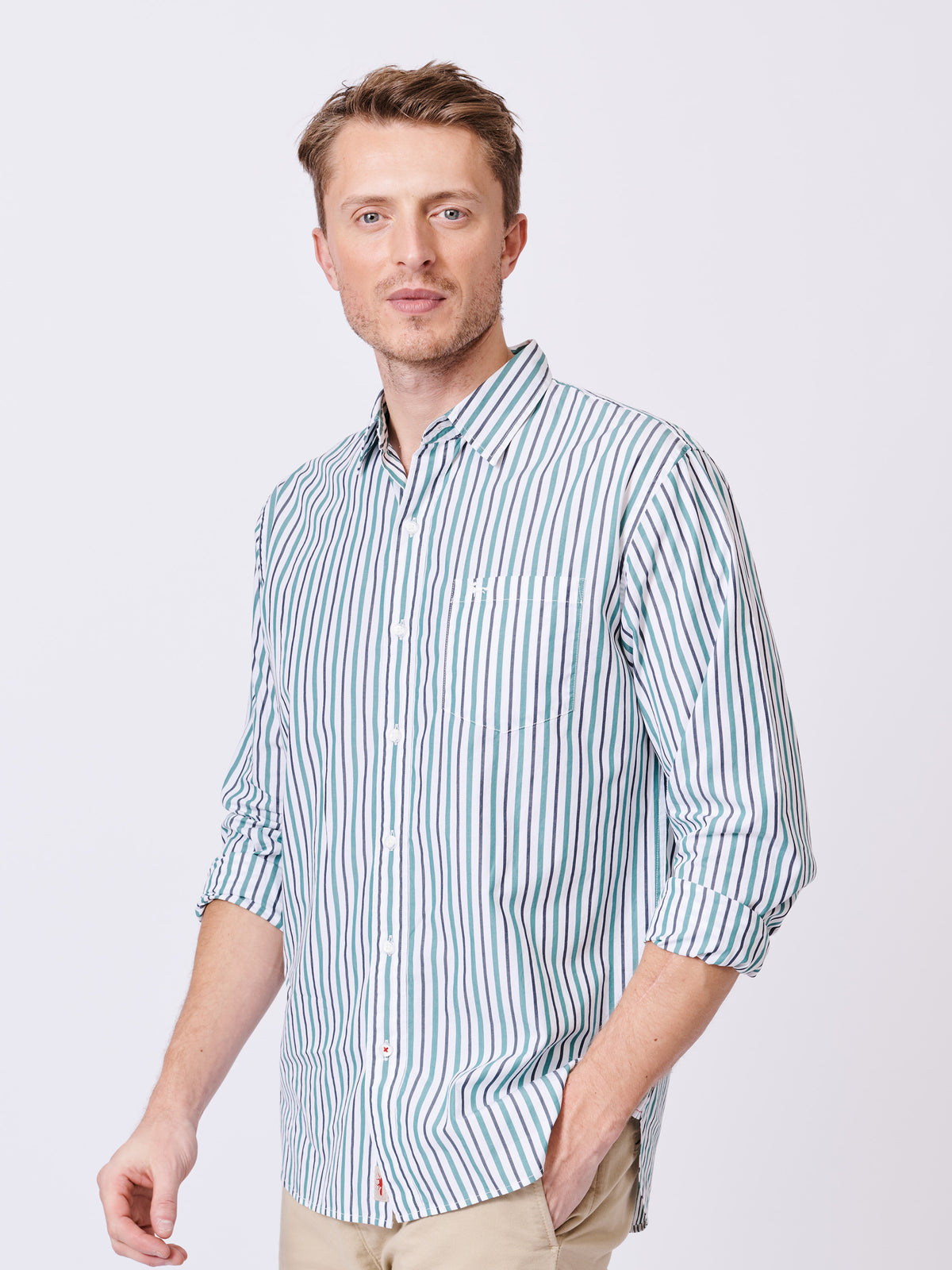 Aubin Jade Stripe Gladstone Poplin Shirt | Poplin Shirt