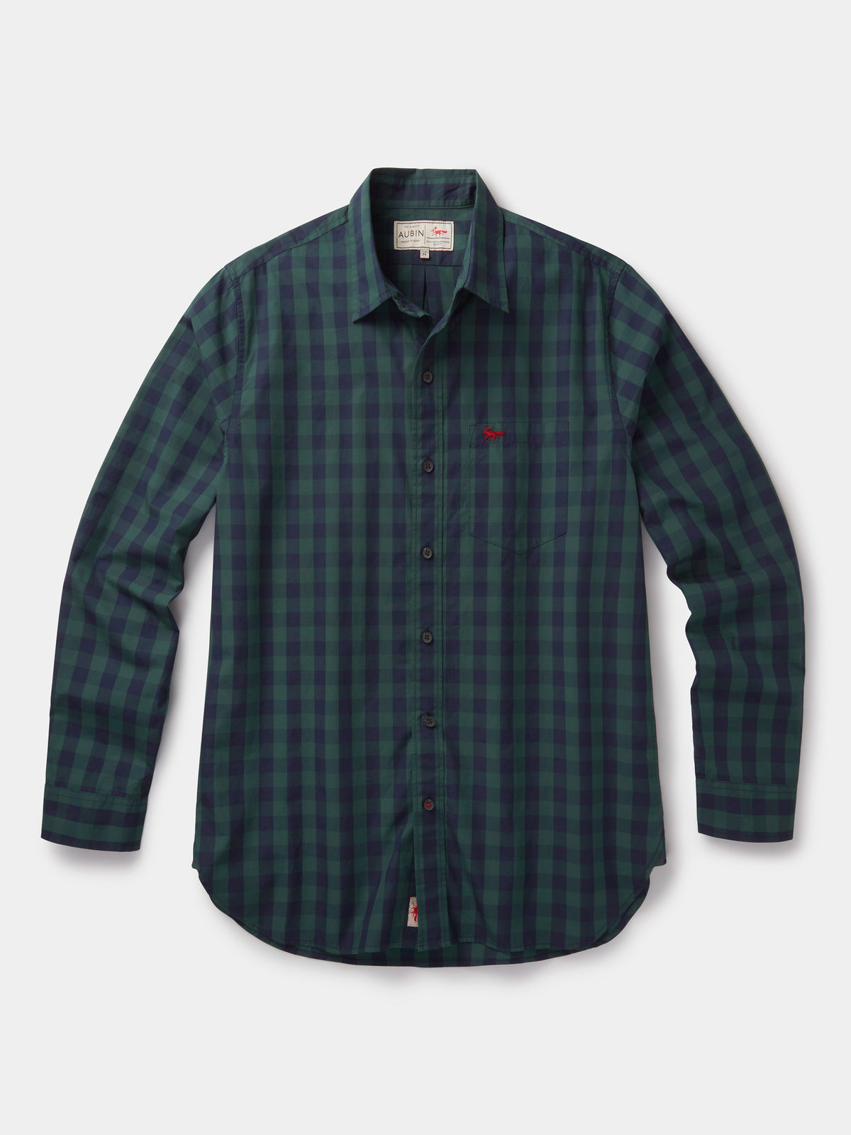 Aubin Green Gingham Gladstone Poplin Shirt | Poplin Shirt