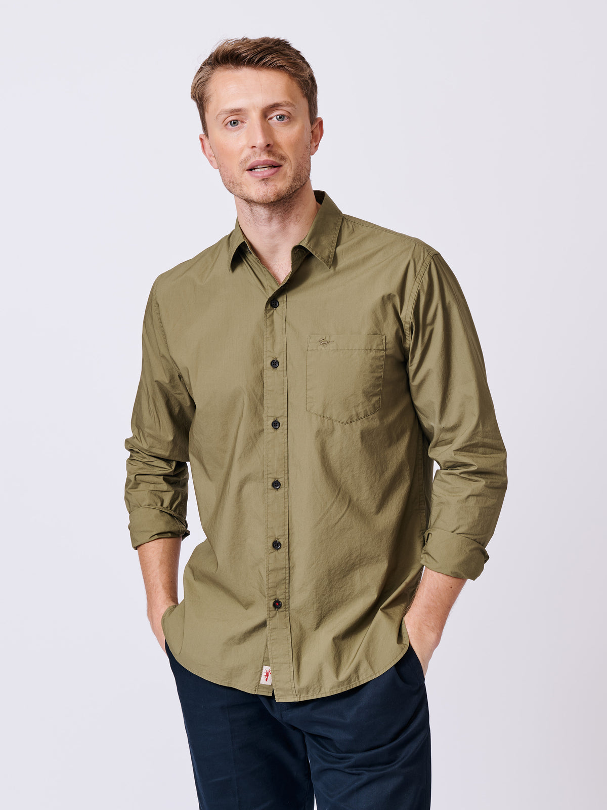Aubin Khaki Gladstone Poplin Shirt | Poplin Shirt