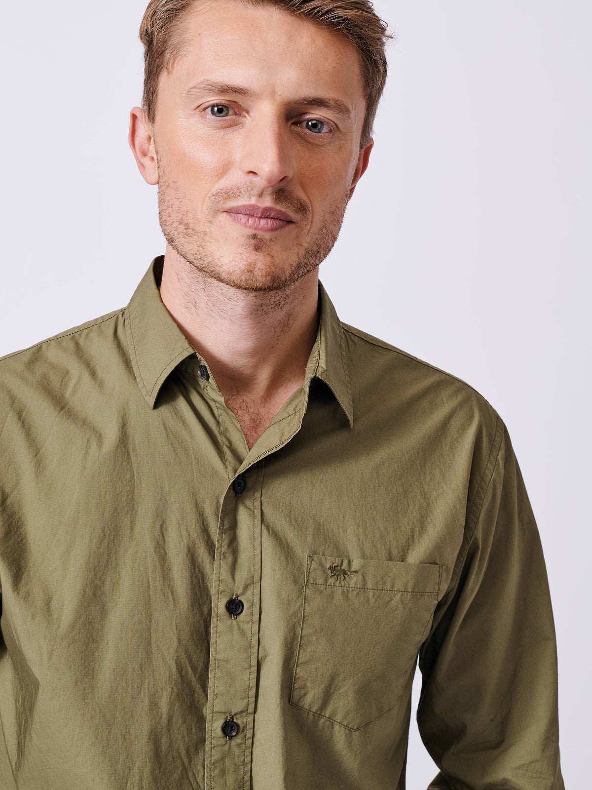 Aubin Khaki Gladstone Poplin Shirt | Poplin Shirt