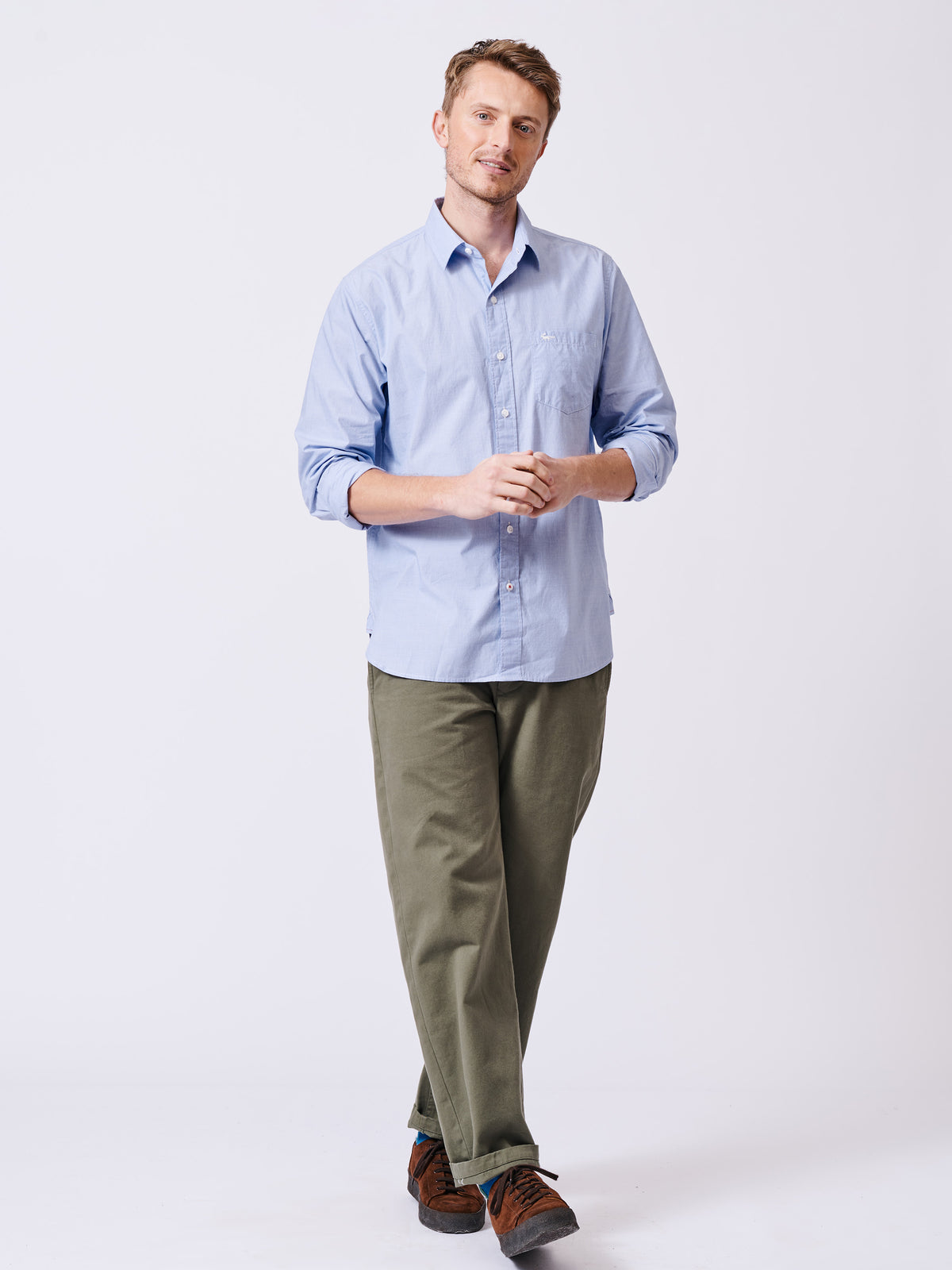 Aubin Pale Blue Gladstone Poplin Shirt | Poplin Shirt