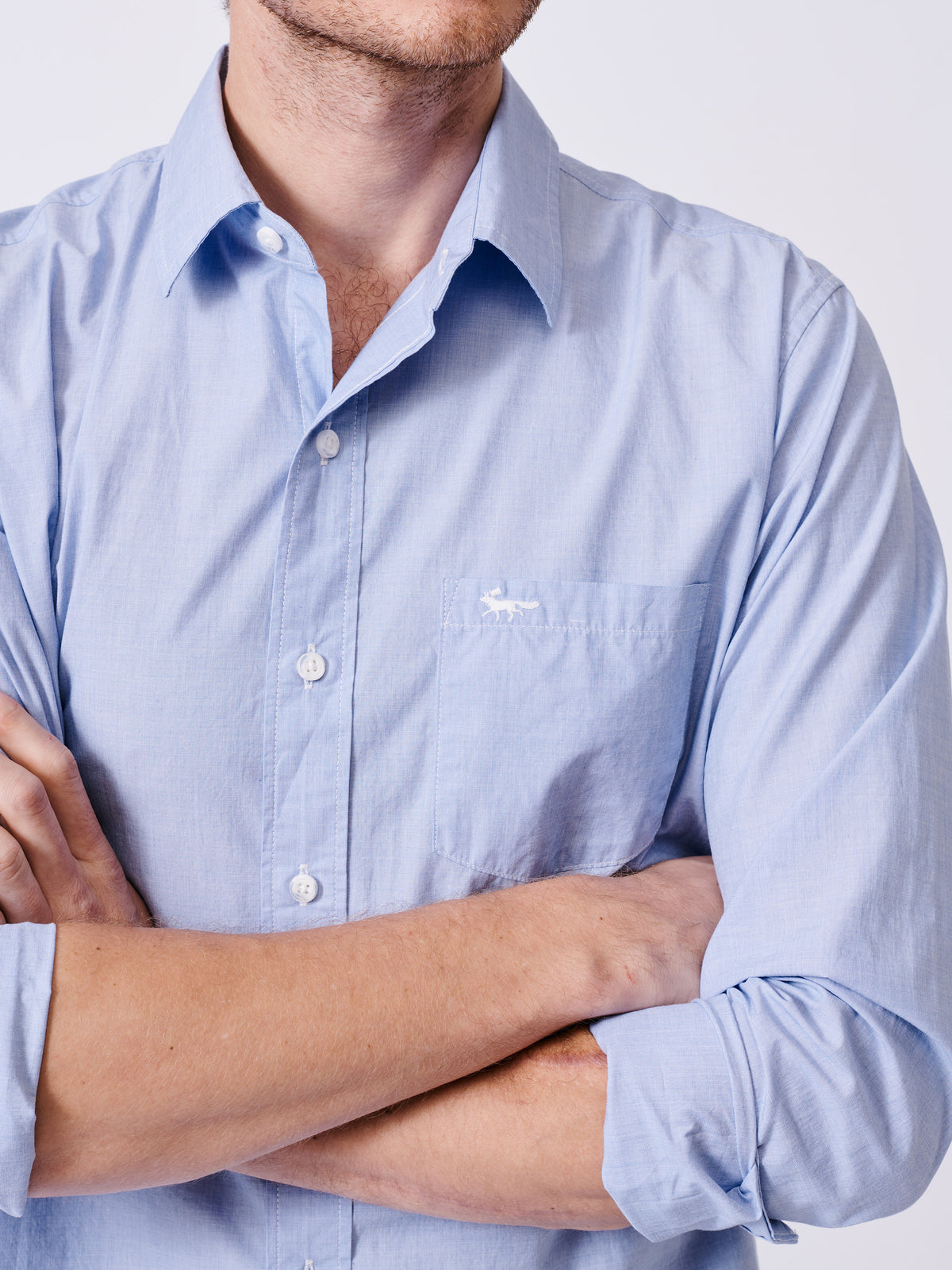 Aubin Pale Blue Gladstone Poplin Shirt | Poplin Shirt