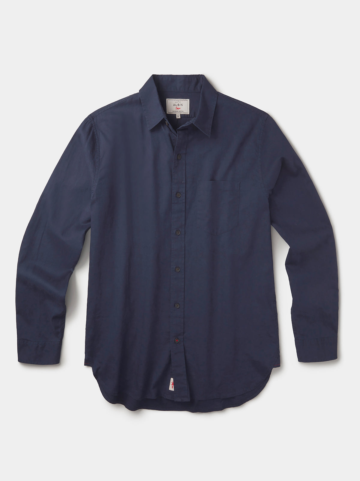 Aubin Navy Grainsby Linen Cotton Shirt | Linen Shirt