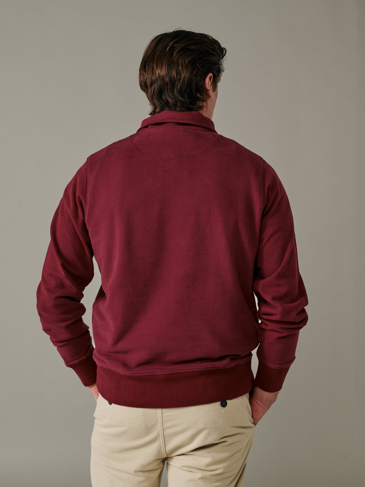 Aubin Oxblood Harris Zip Neck | Zip Neck