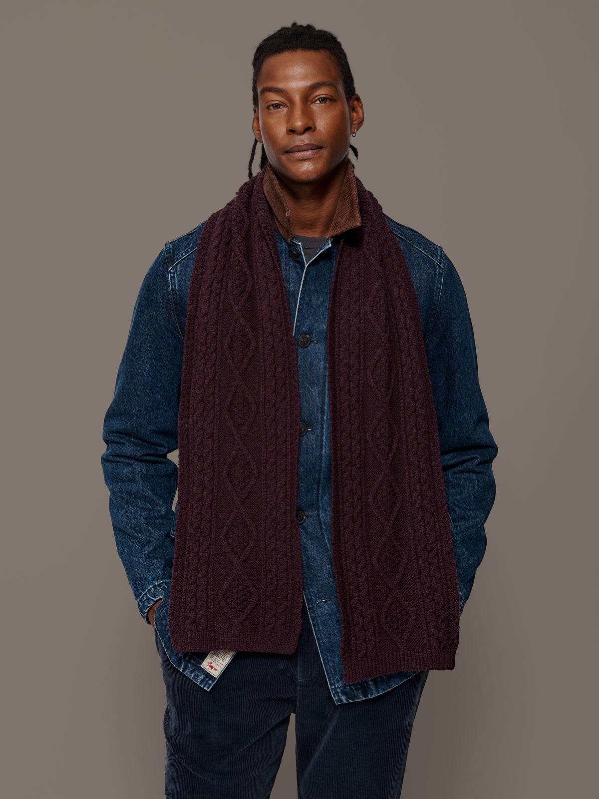 Aubin Damson Haconby Cable Scarf | Scarf