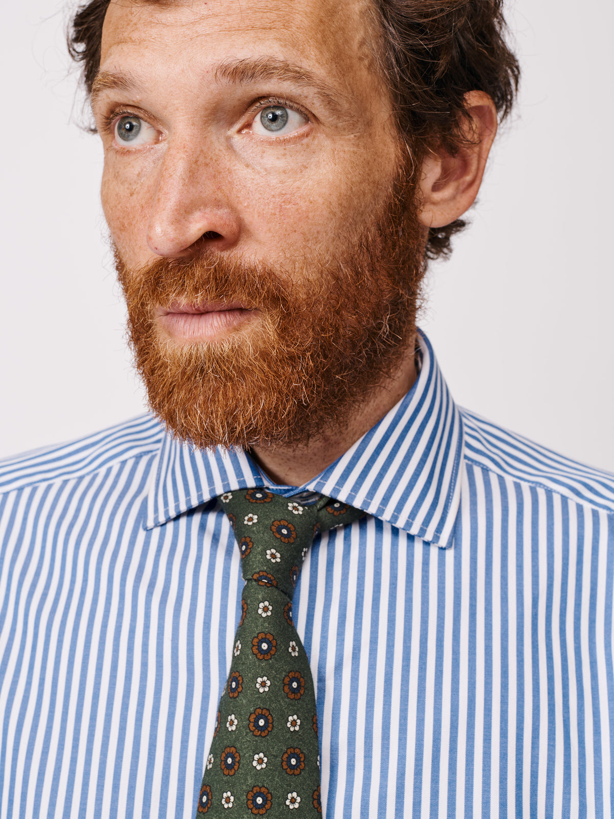 Aubin Blue Stripe Hardy Cut Away Collar Shirt | Formal Shirt