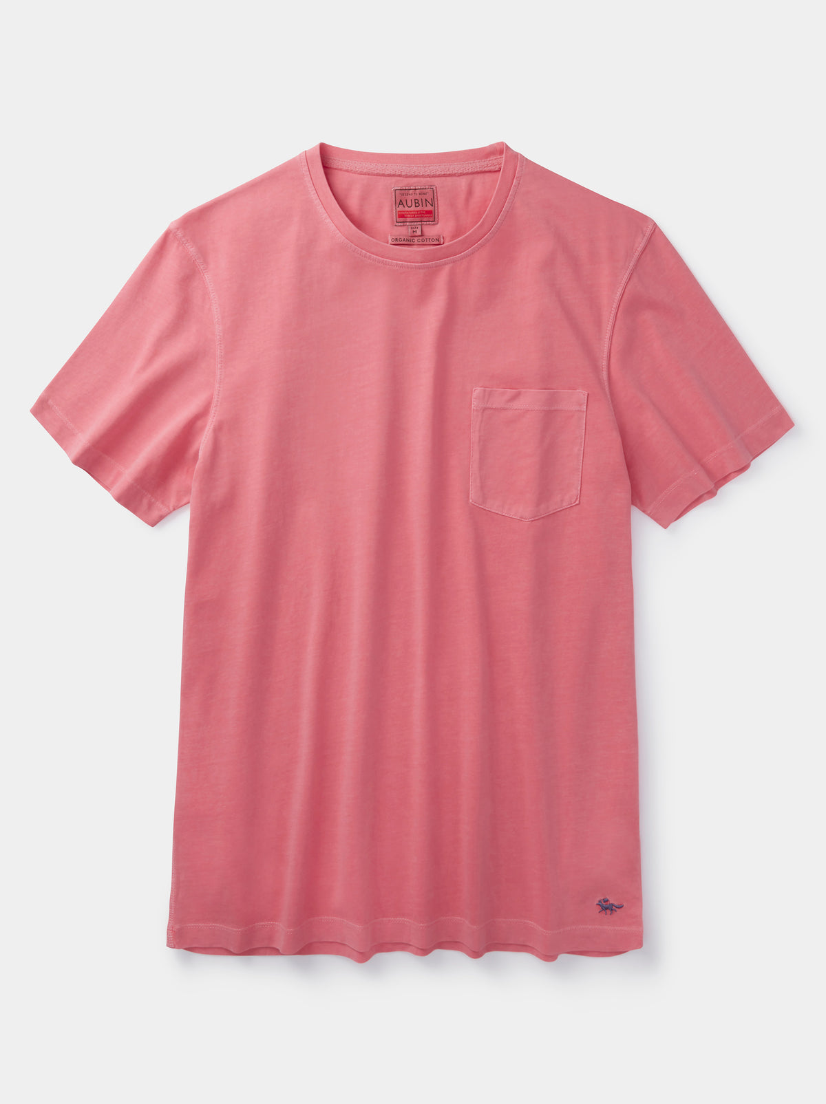 Aubin Pink Hareby Garment Dyed Pocket T-Shirt | Pocket Tee