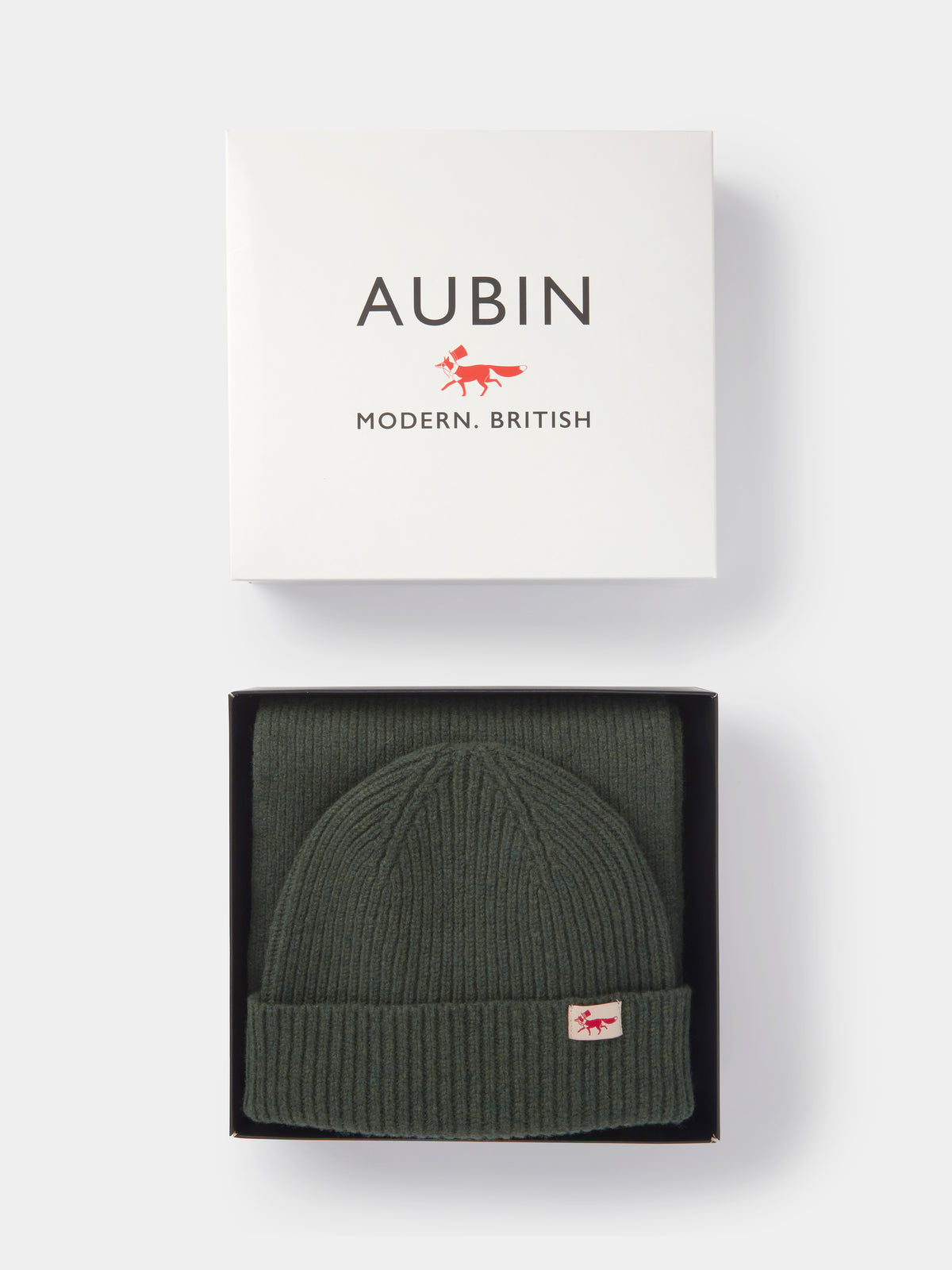 Aubin Khaki Hat & Scarf Set | Knitted Set