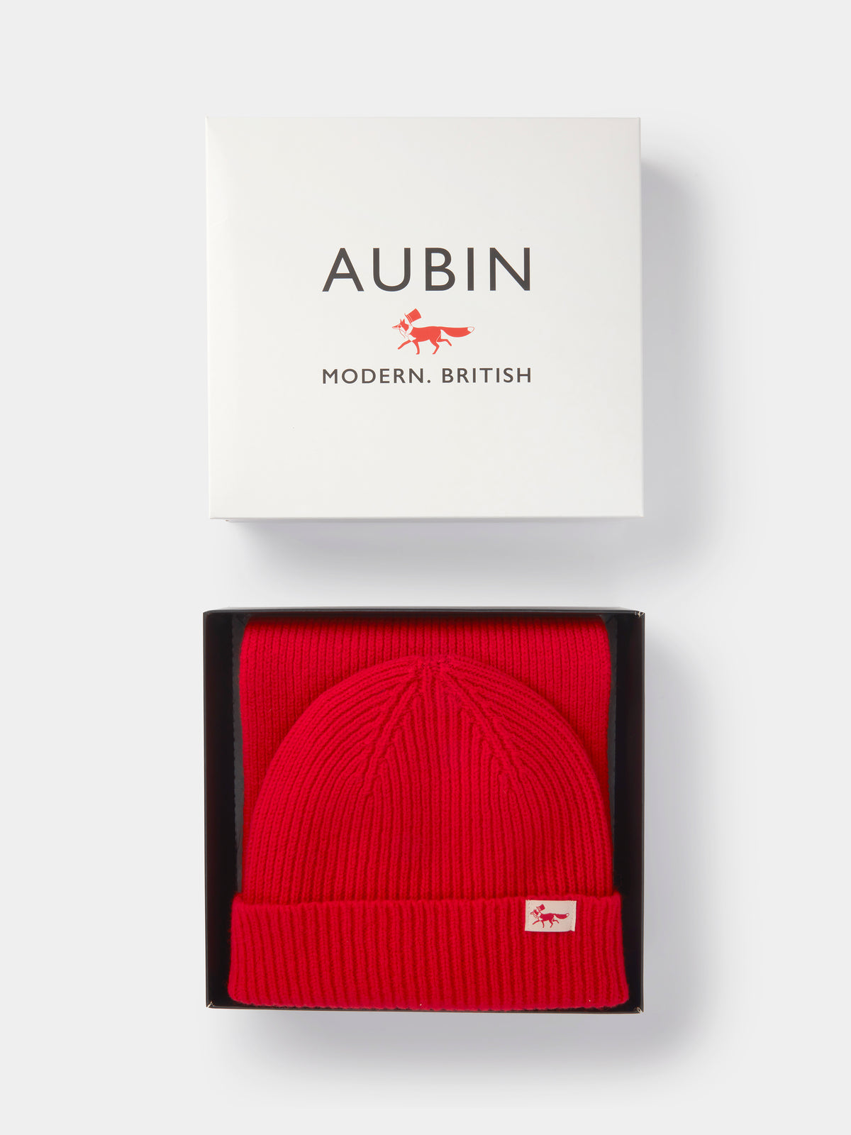 Aubin Red Hat & Scarf Set | Knitted Set