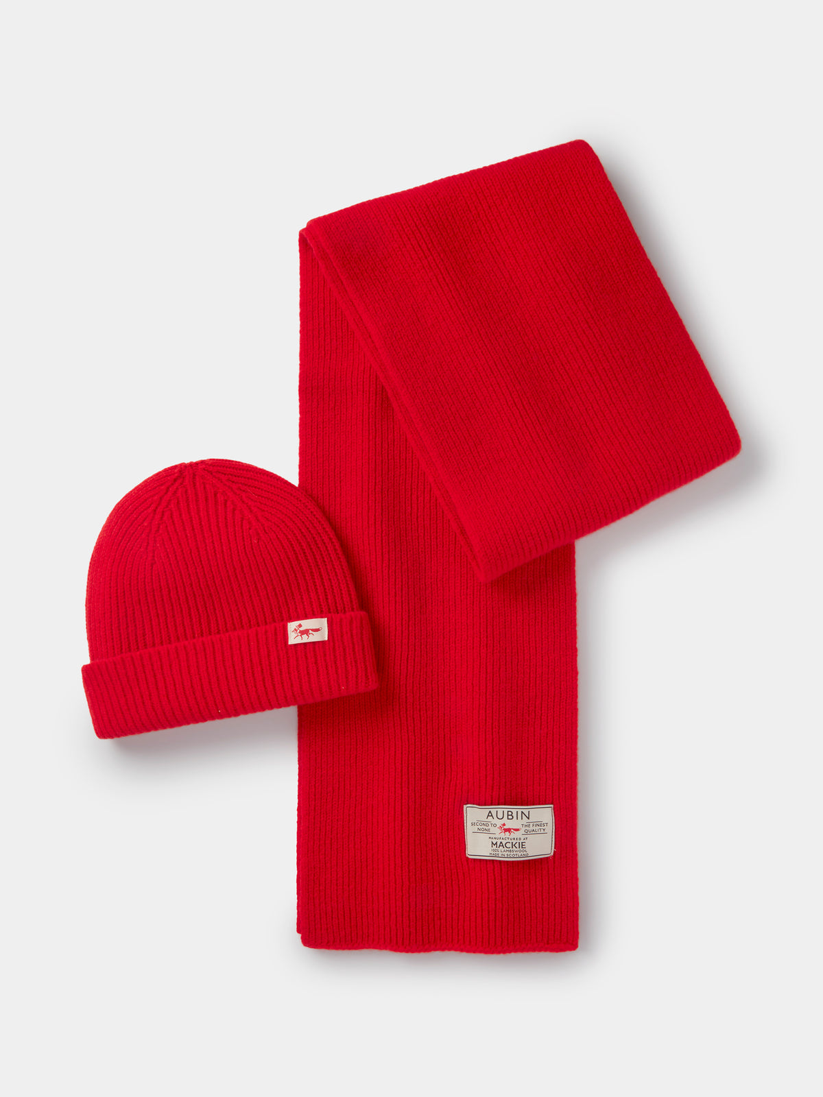 Aubin Red Hat & Scarf Set | Knitted Set
