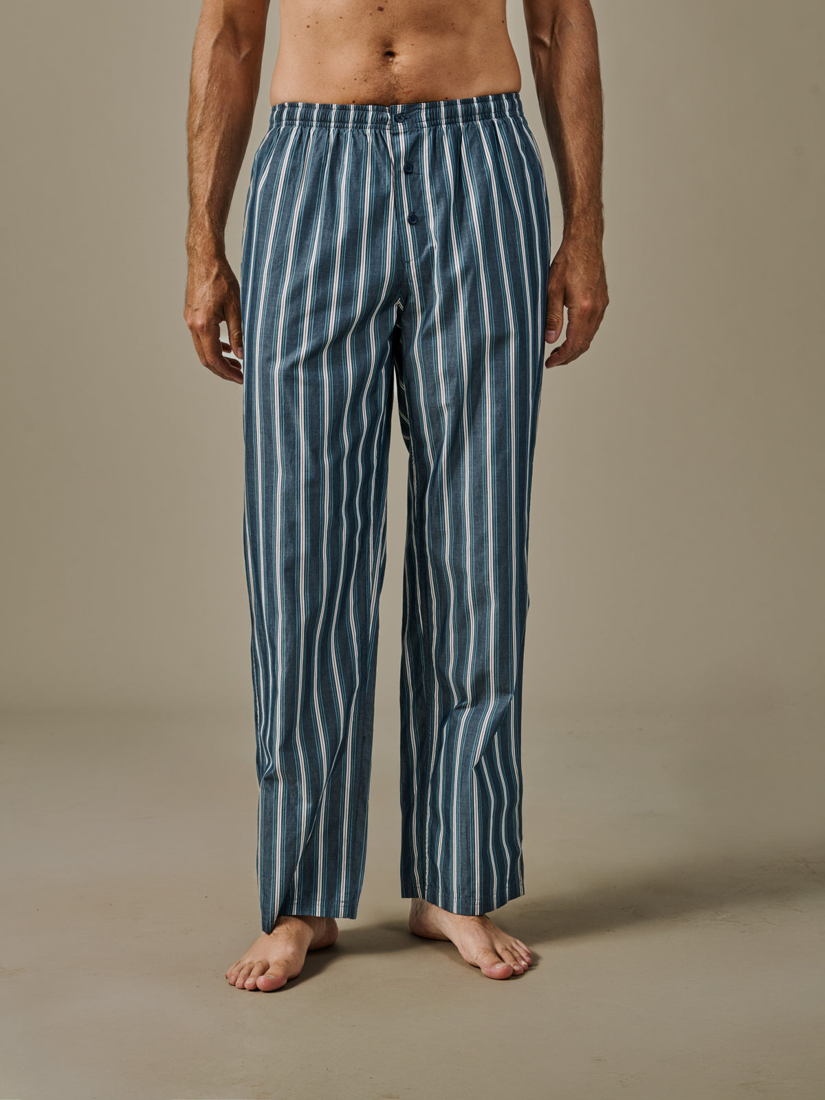 Aubin Green Stripe Heath Satin Striped Lounge Pant | Loungepants