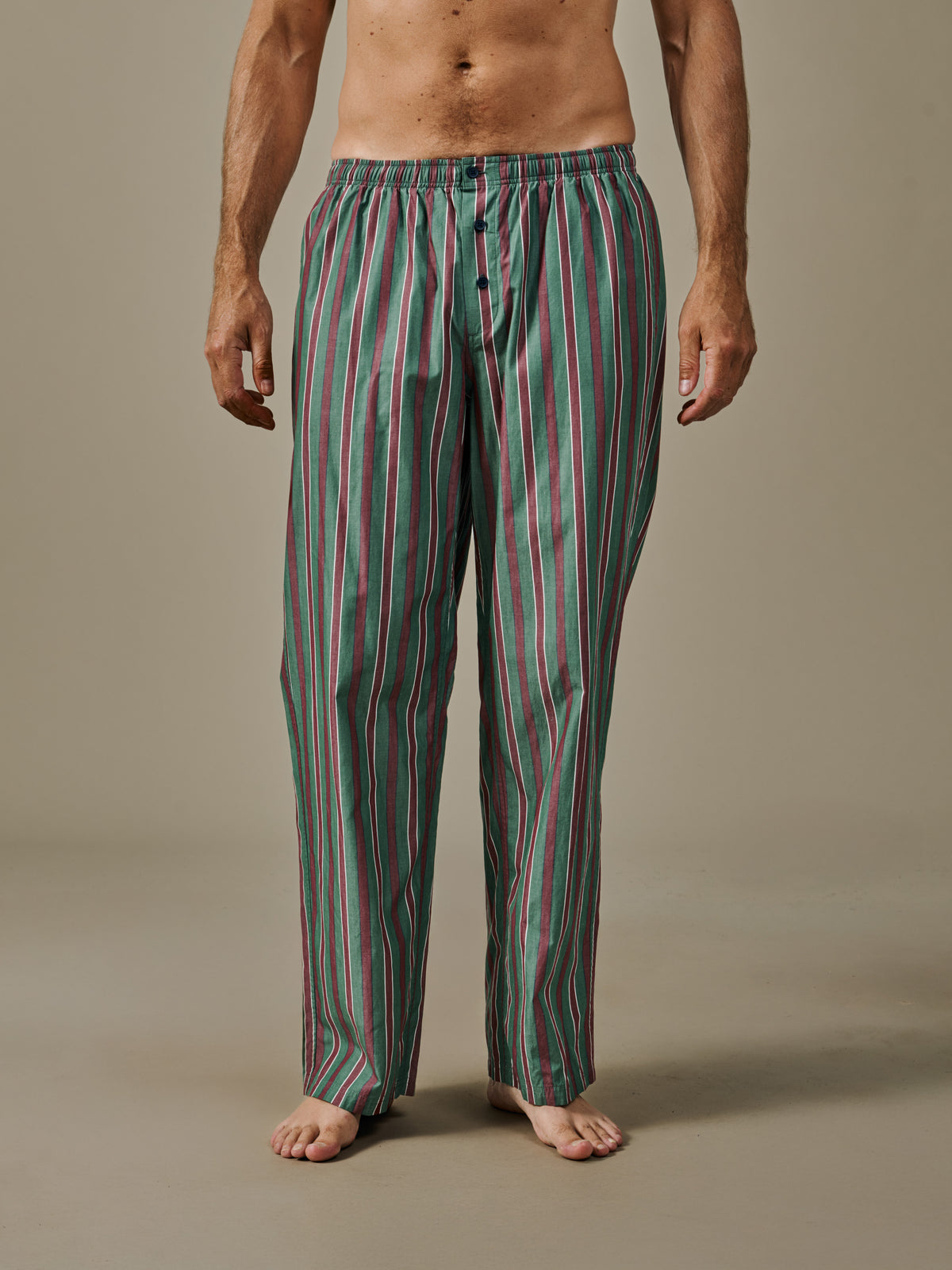 Aubin Oxblood Stripe Heath Satin Striped Lounge Pant | Loungewear
